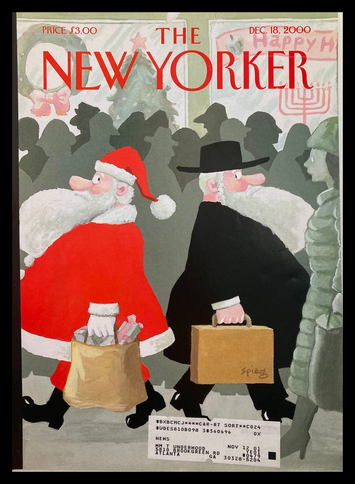 COVER ONLY The New Yorker December 18 2000 Night Before Hanukkah by Spiegelman