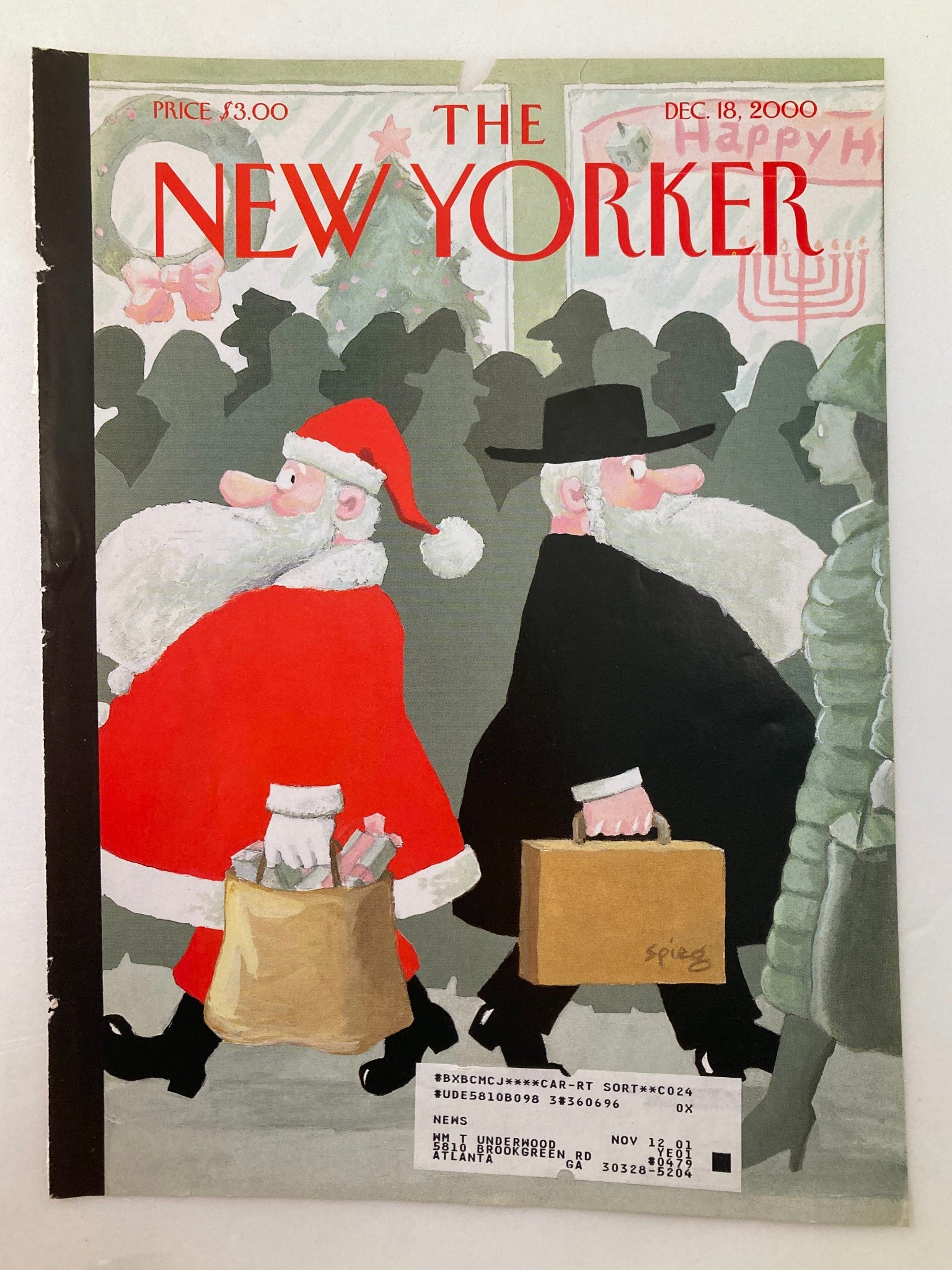 COVER ONLY The New Yorker December 18 2000 Night Before Hanukkah by Spiegelman