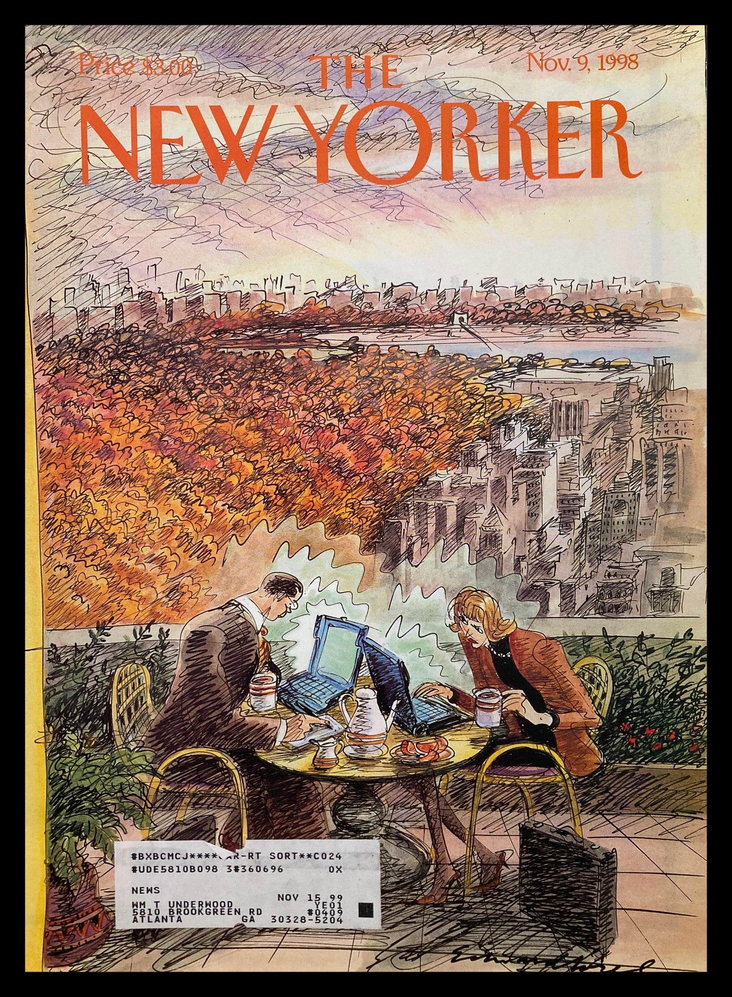 COVER ONLY The New Yorker November 9 1998 Early Birds by Edward Sorel