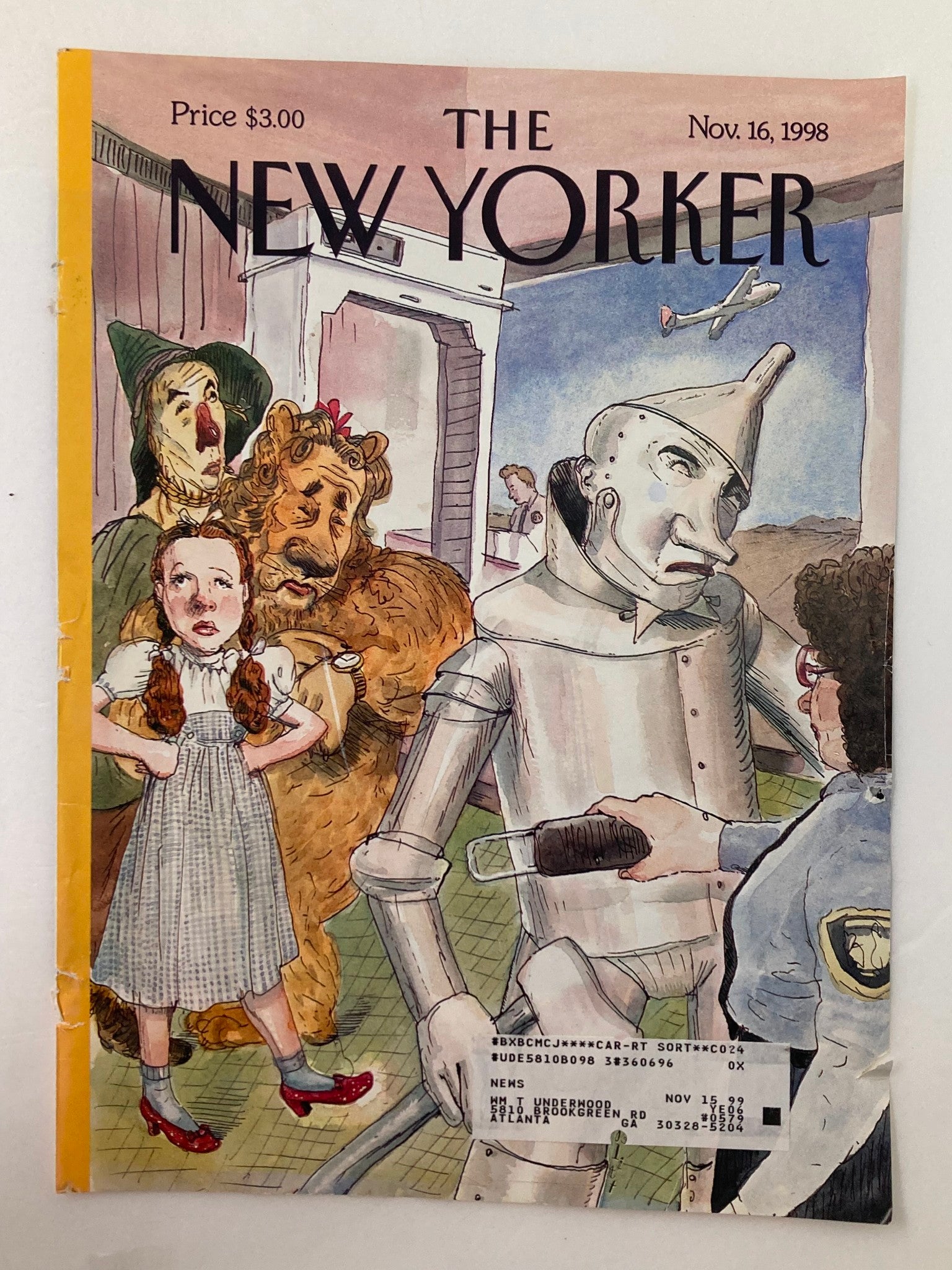 COVER ONLY The New Yorker November 16 1998 Off to See The Wizard by Barry Blitt