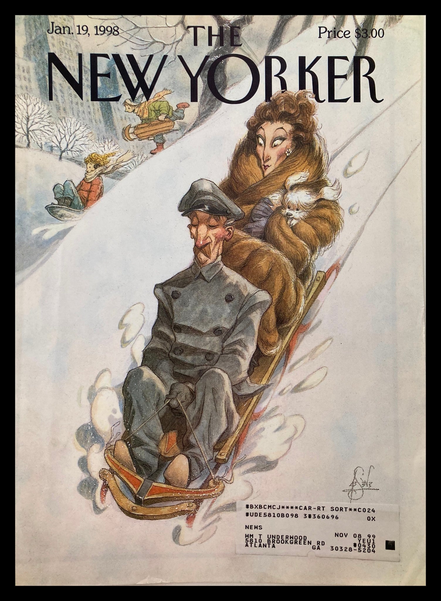 COVER ONLY The New Yorker January 19 1998 Through The Park James by P. de Seve