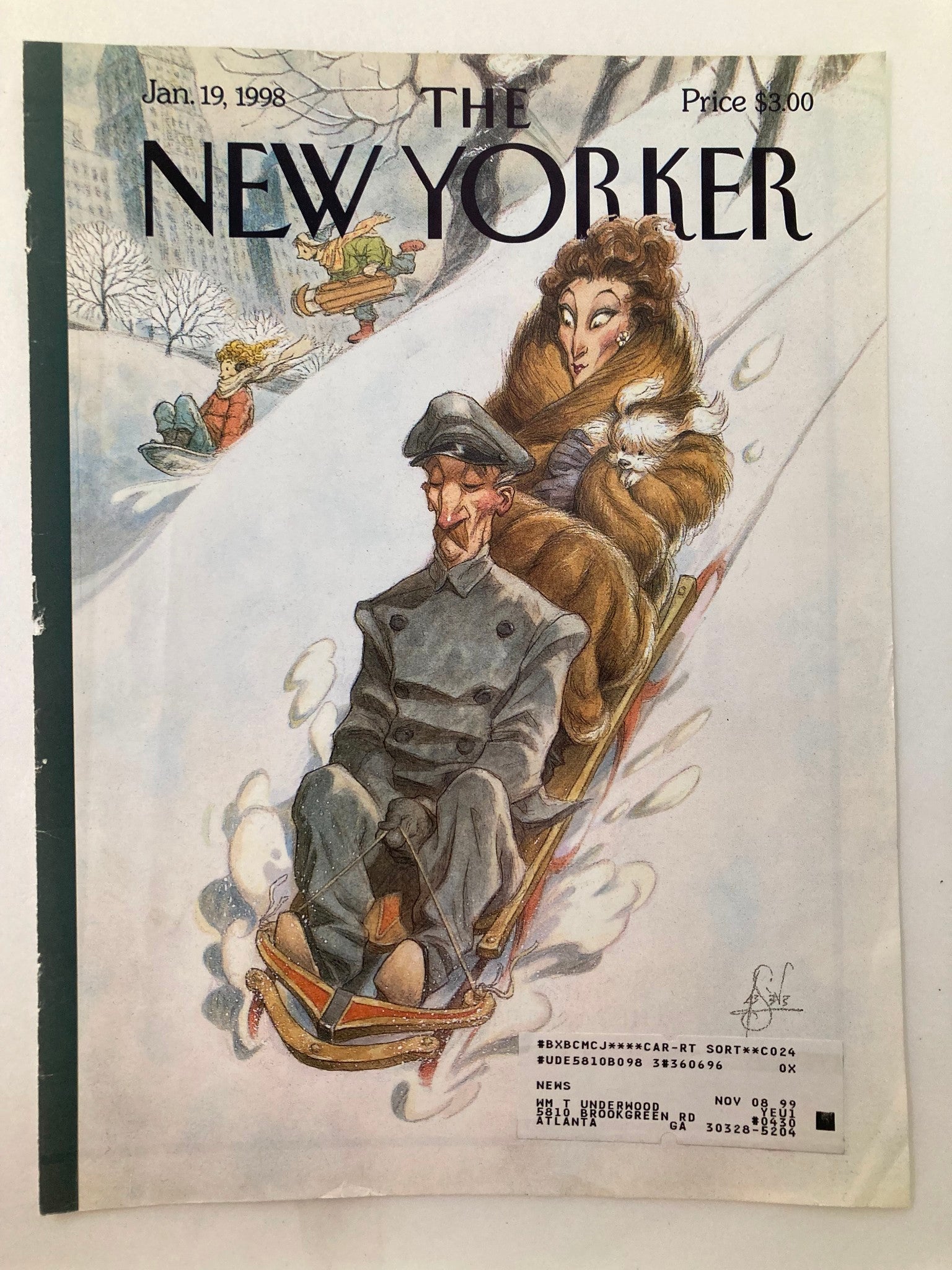 COVER ONLY The New Yorker January 19 1998 Through The Park James by P. de Seve