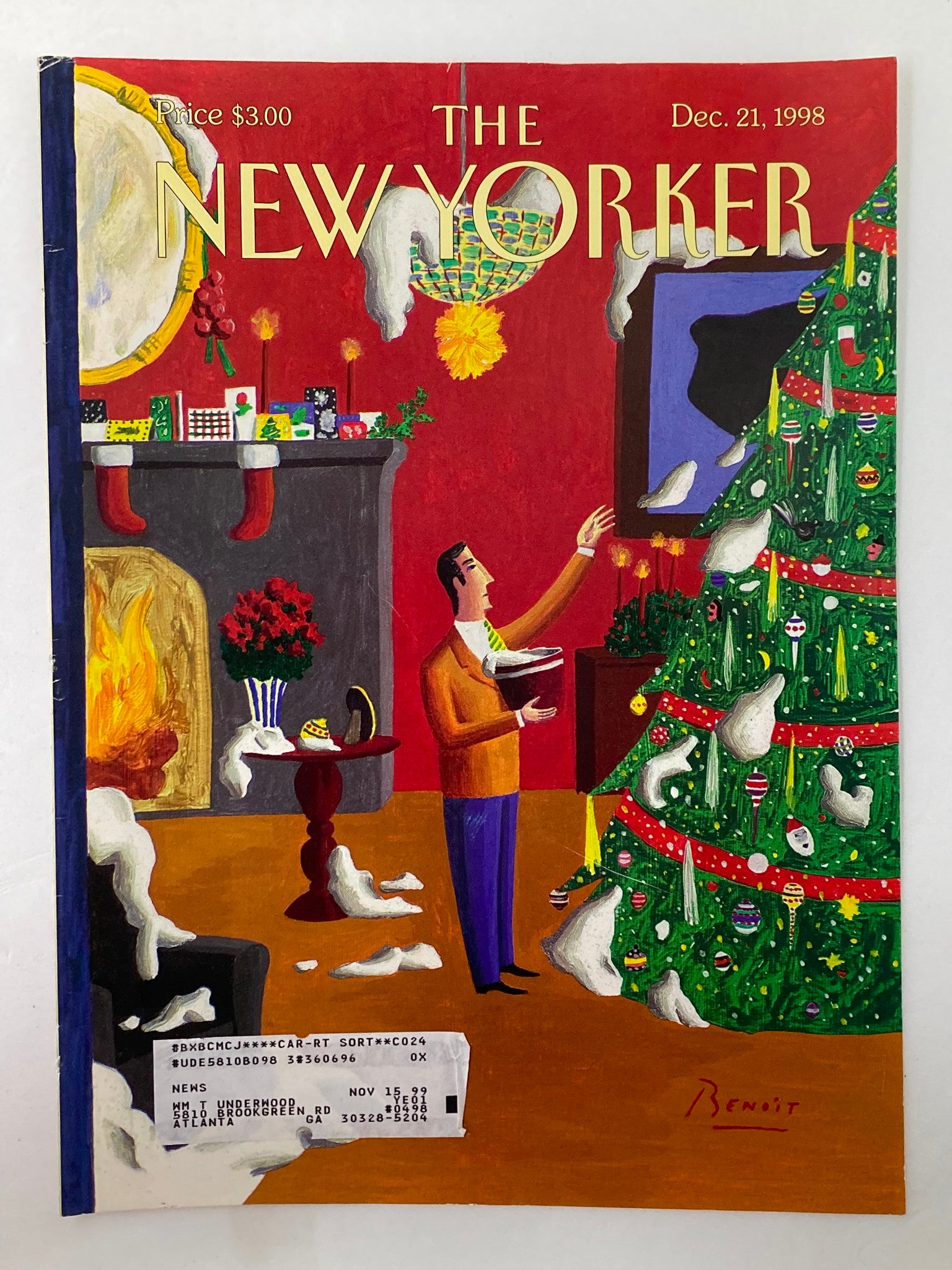 COVER ONLY The New Yorker December 21 1998 Christmas Decorations by B. van Innis