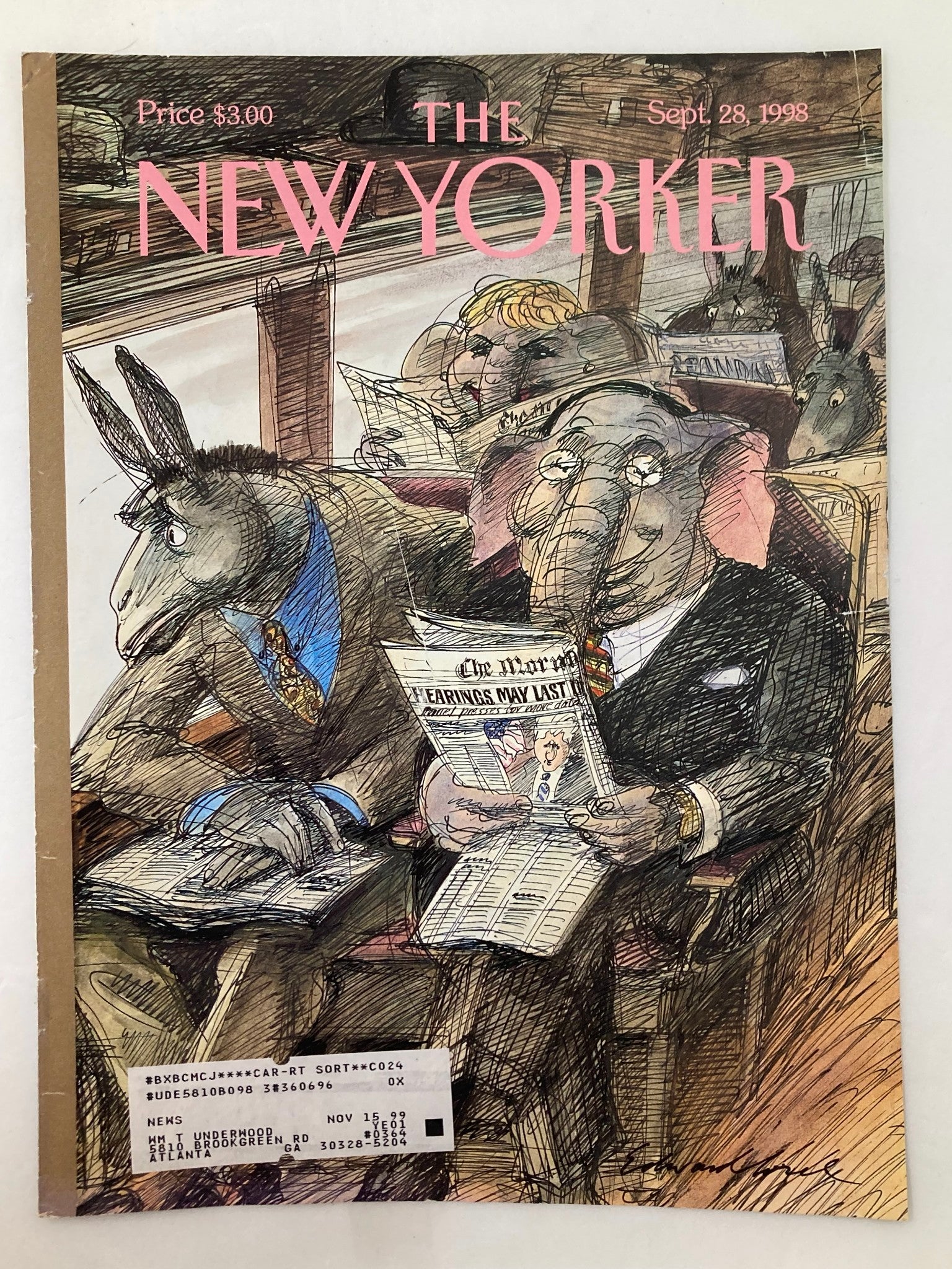 COVER ONLY The New Yorker September 28 1998 All The News Unfit to Print by Sorel