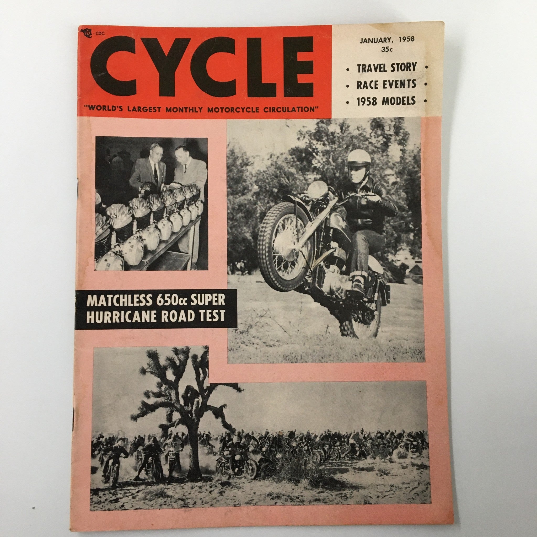 VTG Cycle Magazine January 1958 Matches 650cc Super Hurricane Road Test No Label