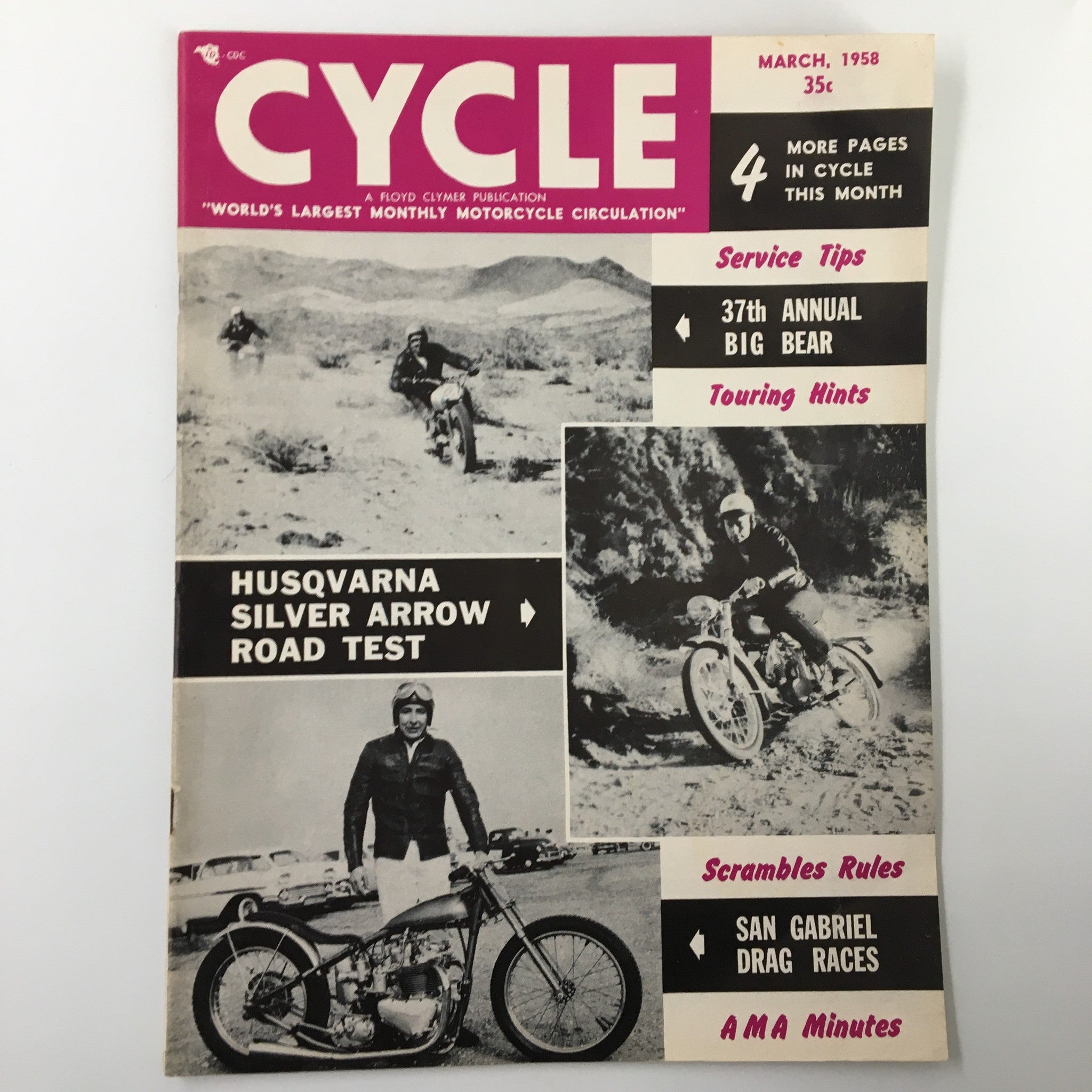 VTG Cycle Magazine March 1958 California State Championship Scrambles No Label