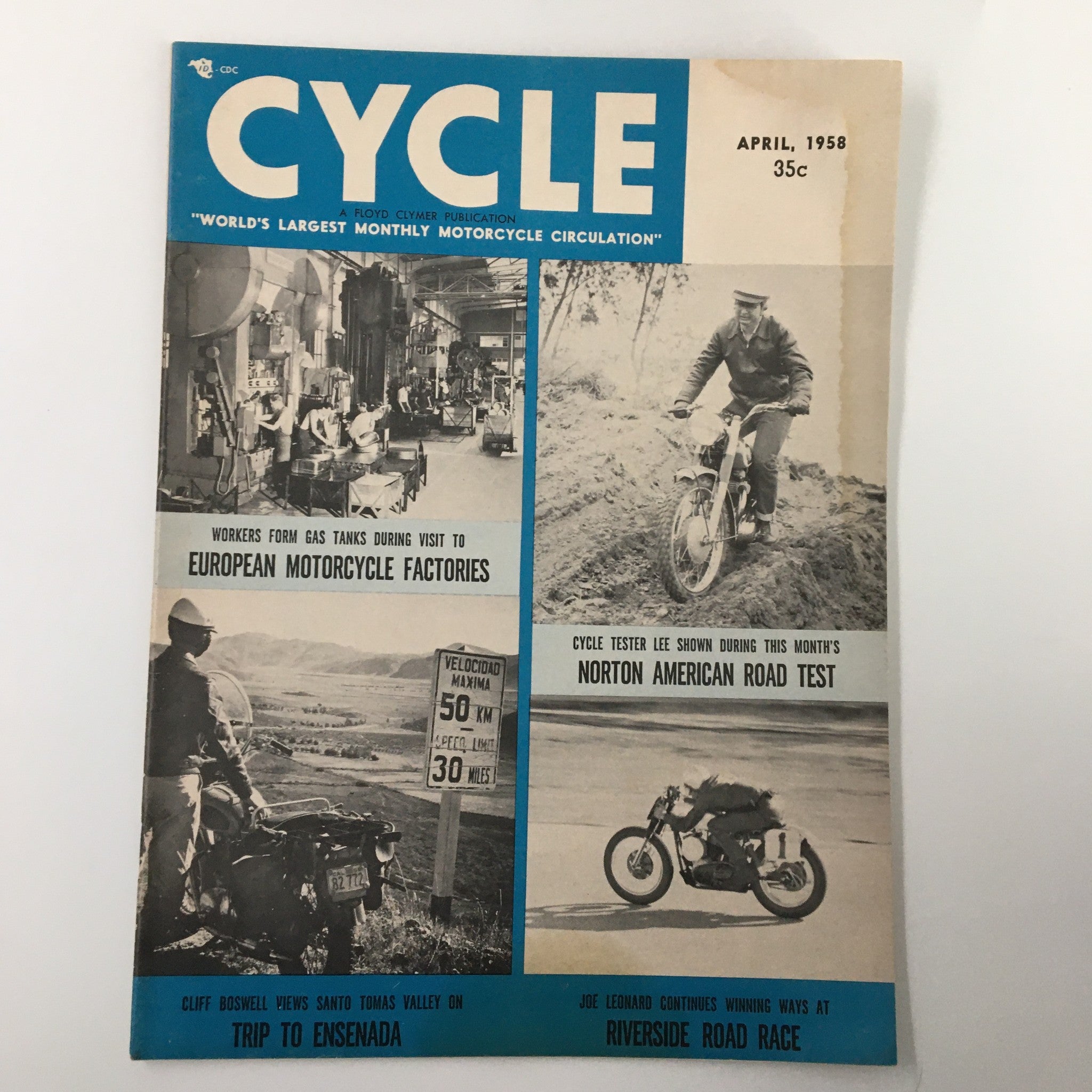 VTG Cycle Magazine April 1958 European Motorcycle Factories No Label