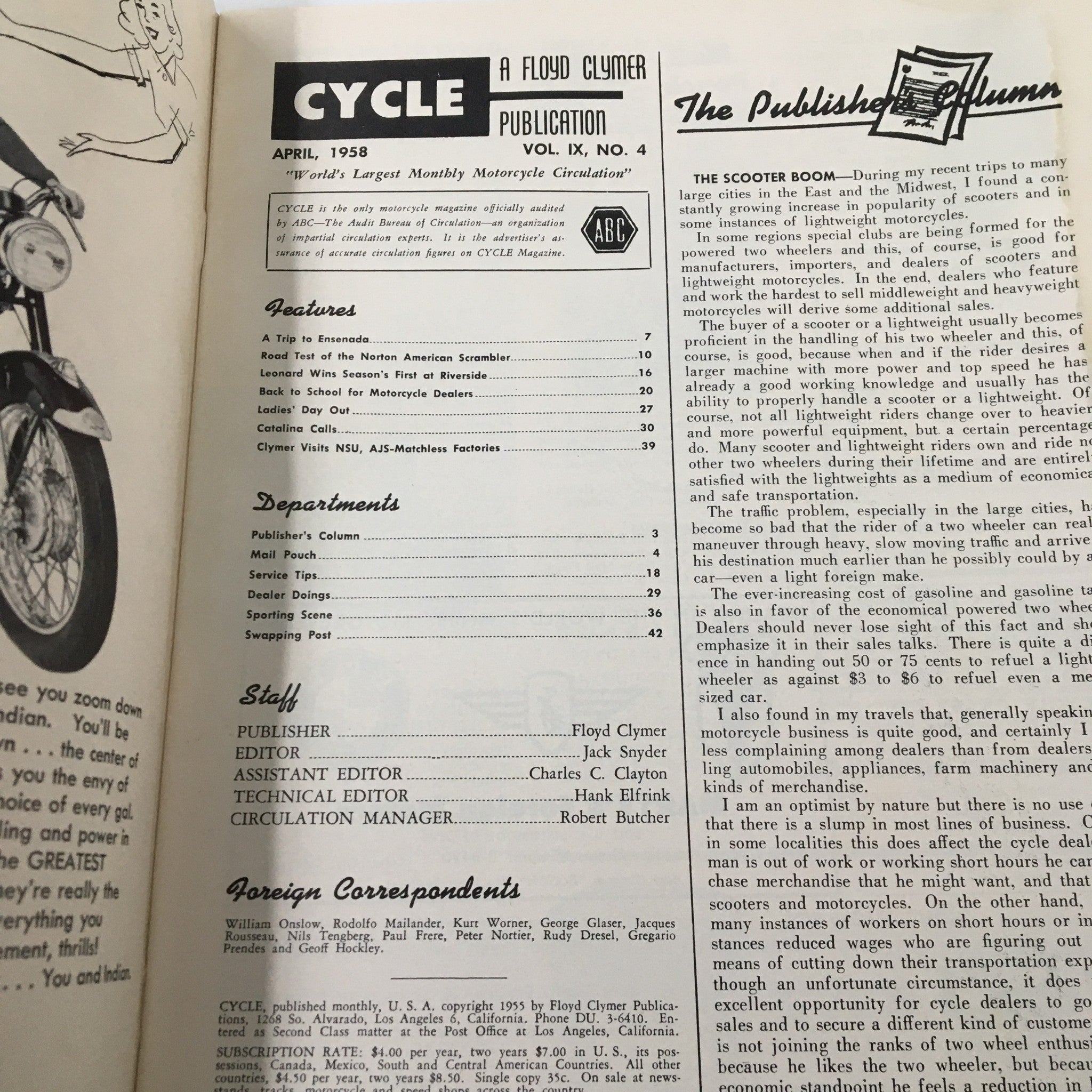 VTG Cycle Magazine April 1958 European Motorcycle Factories No Label