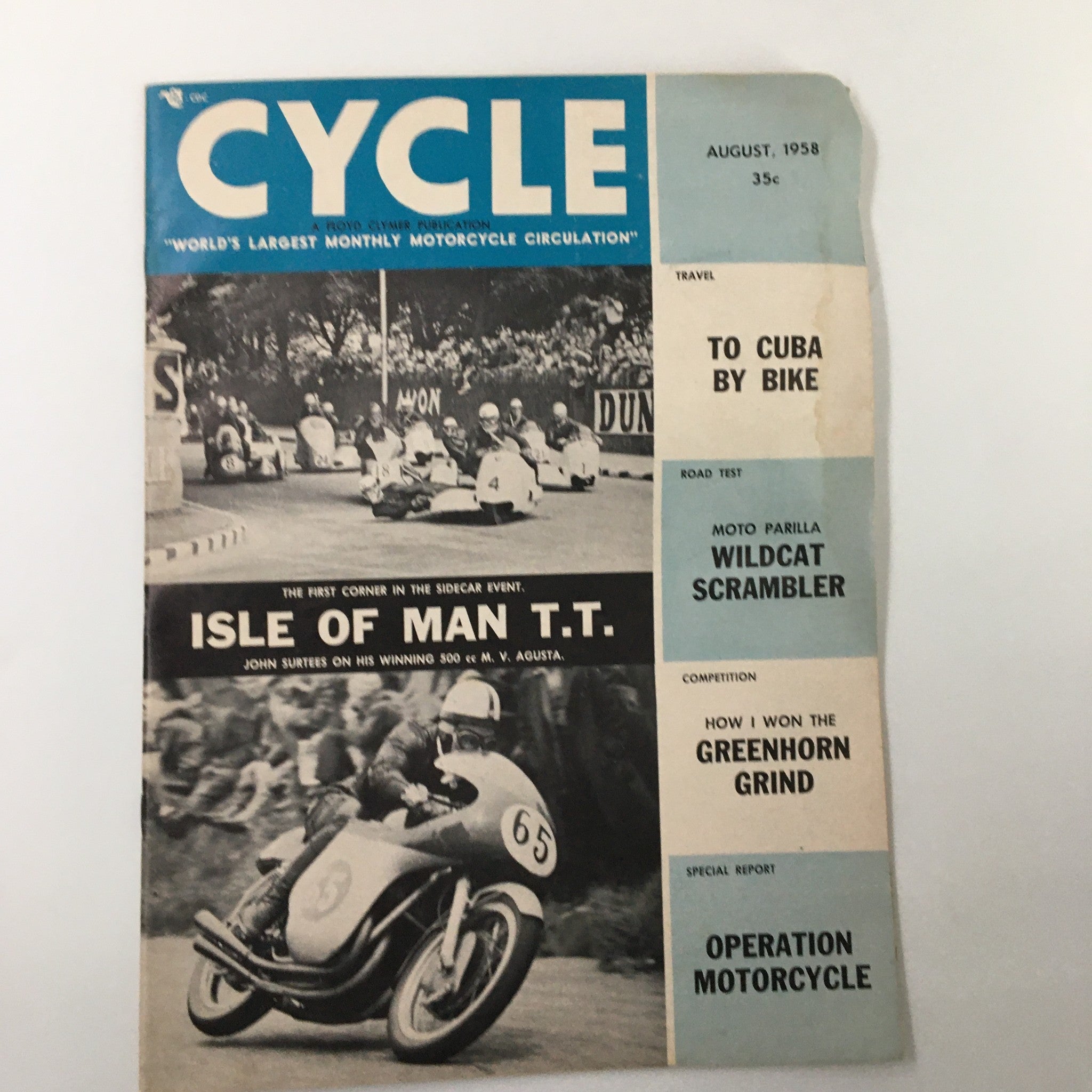 VTG Cycle Magazine August 1958 How I Won the Greenhorn Grind No Label