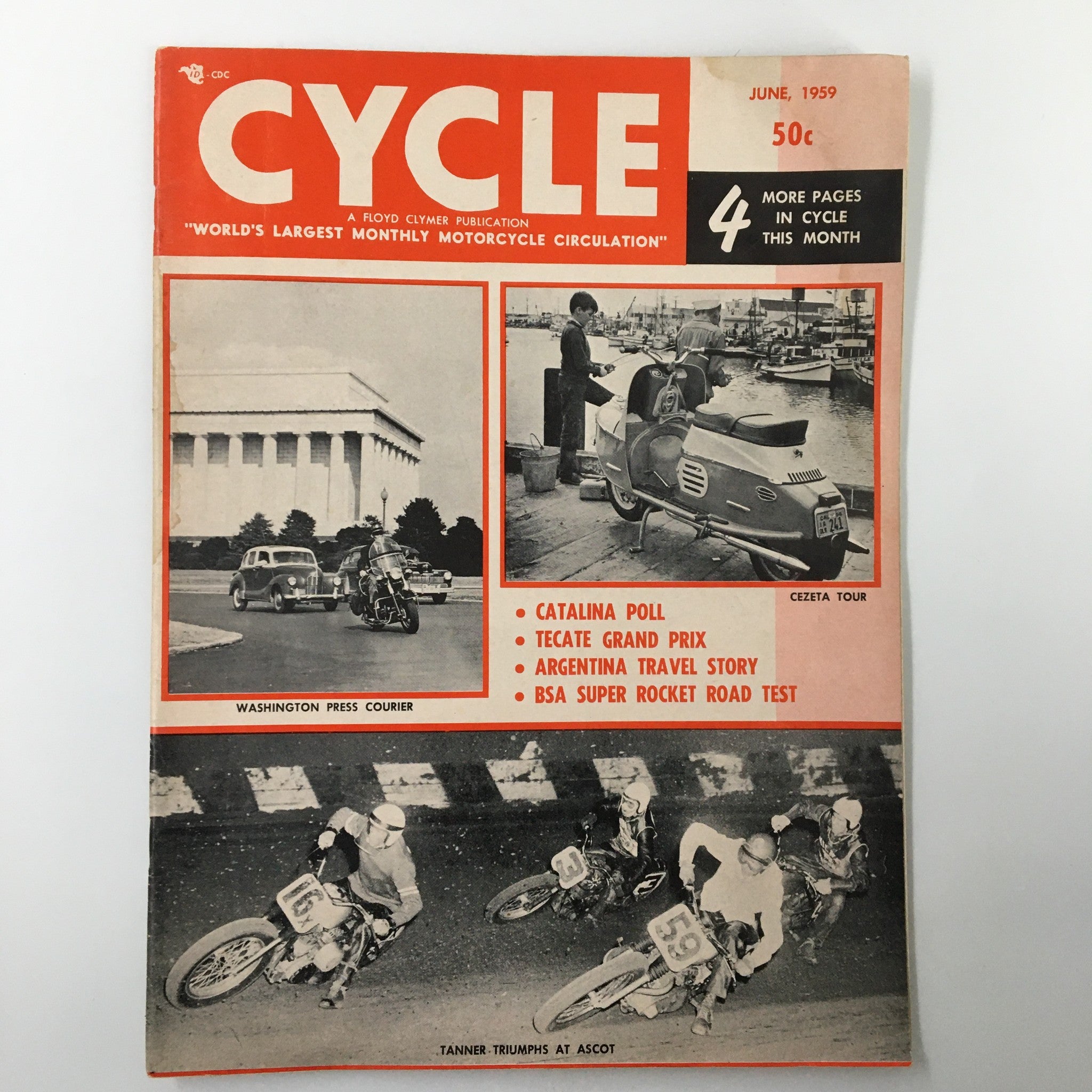 VTG Cycle Magazine June 1959 Sammy Turner Wins at Ascot No Label