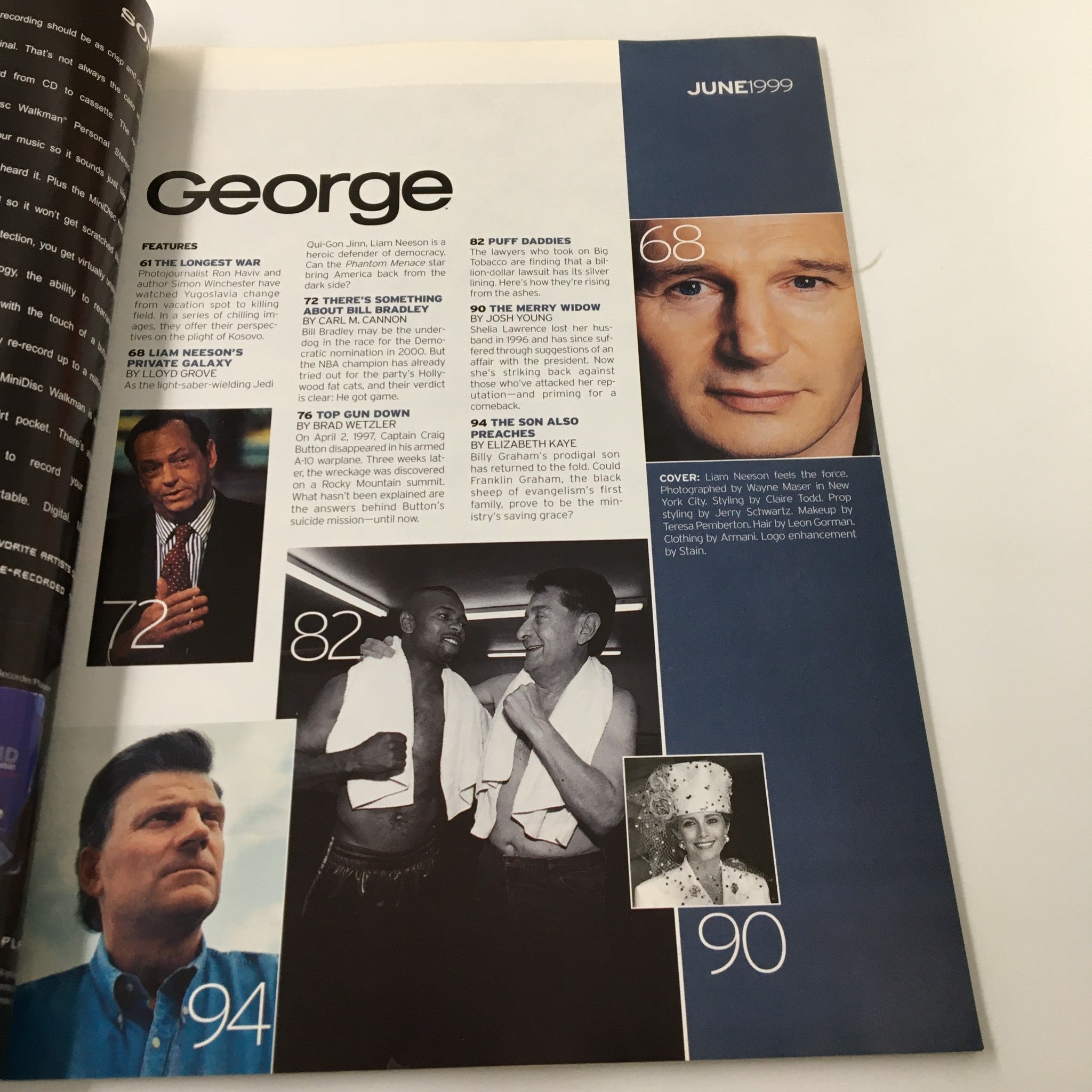 George Magazine June 1999 Actor Liam Neeson Rocks Our World