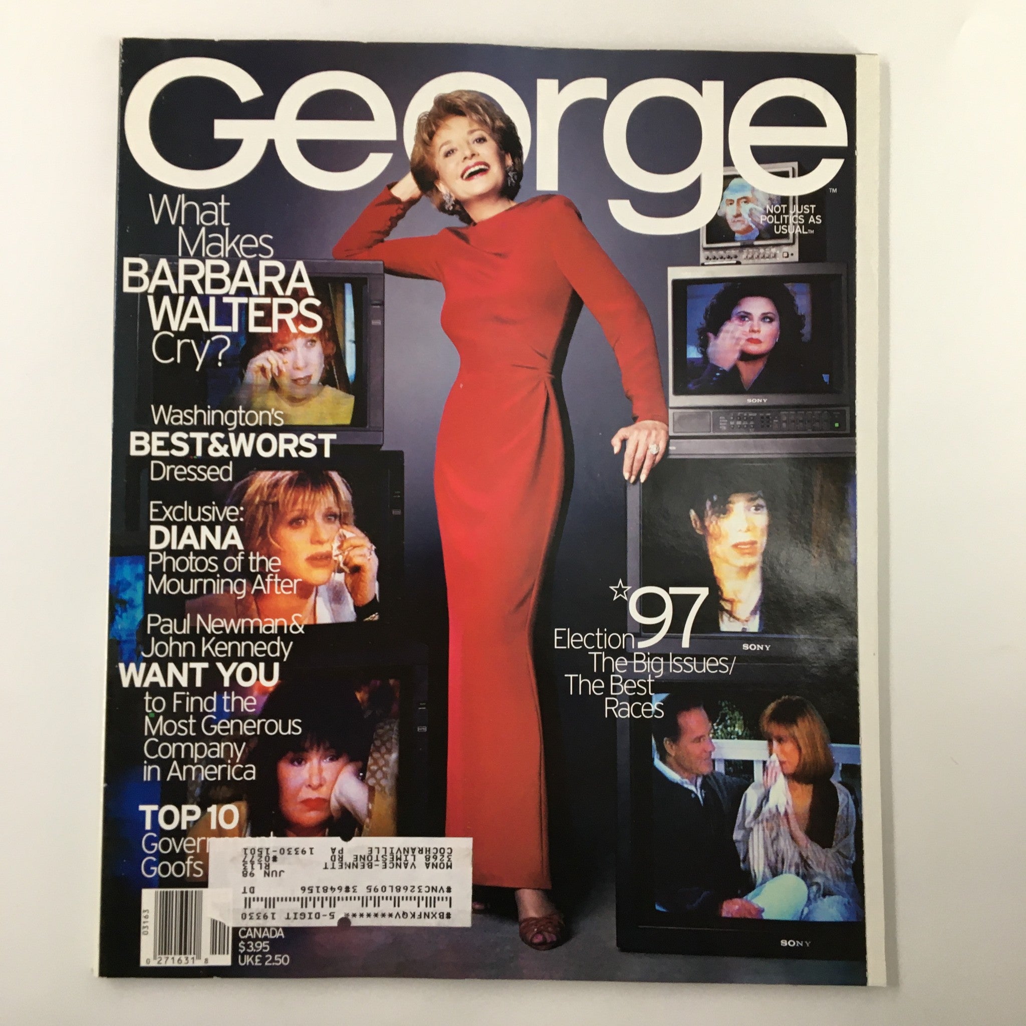 George Magazine November 1997 Barbara Walters, Paul Newman & John Kennedy