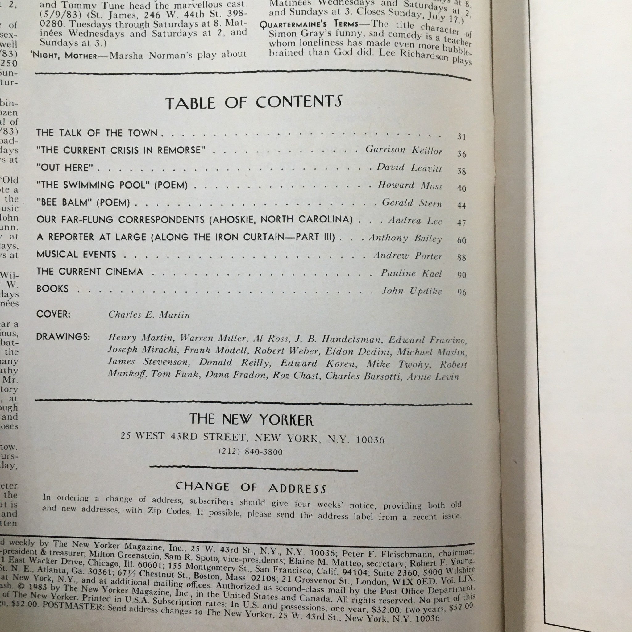 The New Yorker Magazine July 11 1983 Plant Boat by Charles E. Martin No Label