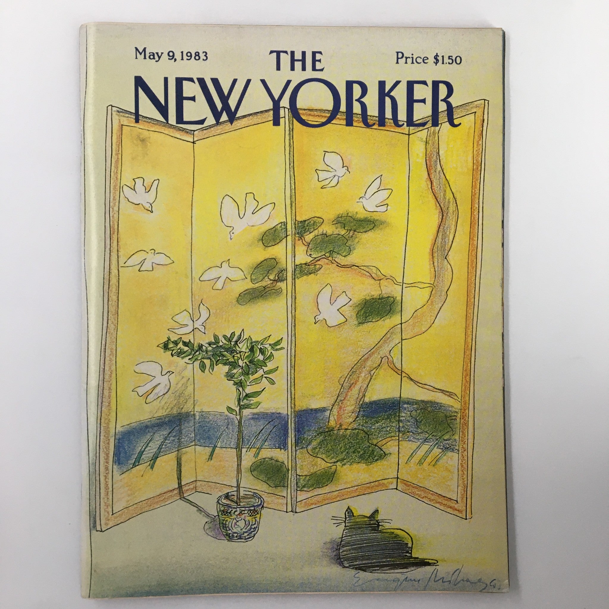 The New Yorker Magazine May 9 1983 Cat and Painting by Eugene Mihaesco No Label