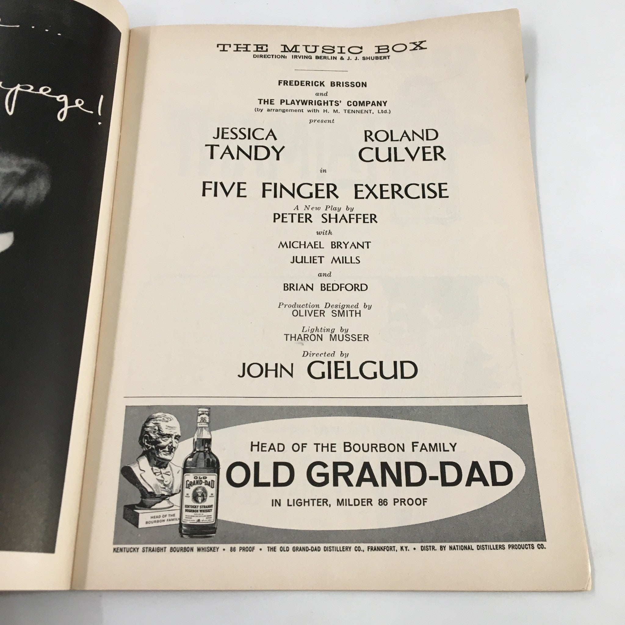 1960 Playbill The Music Box Jessica Tandy in Five Finger Exercise Peter Shaffer