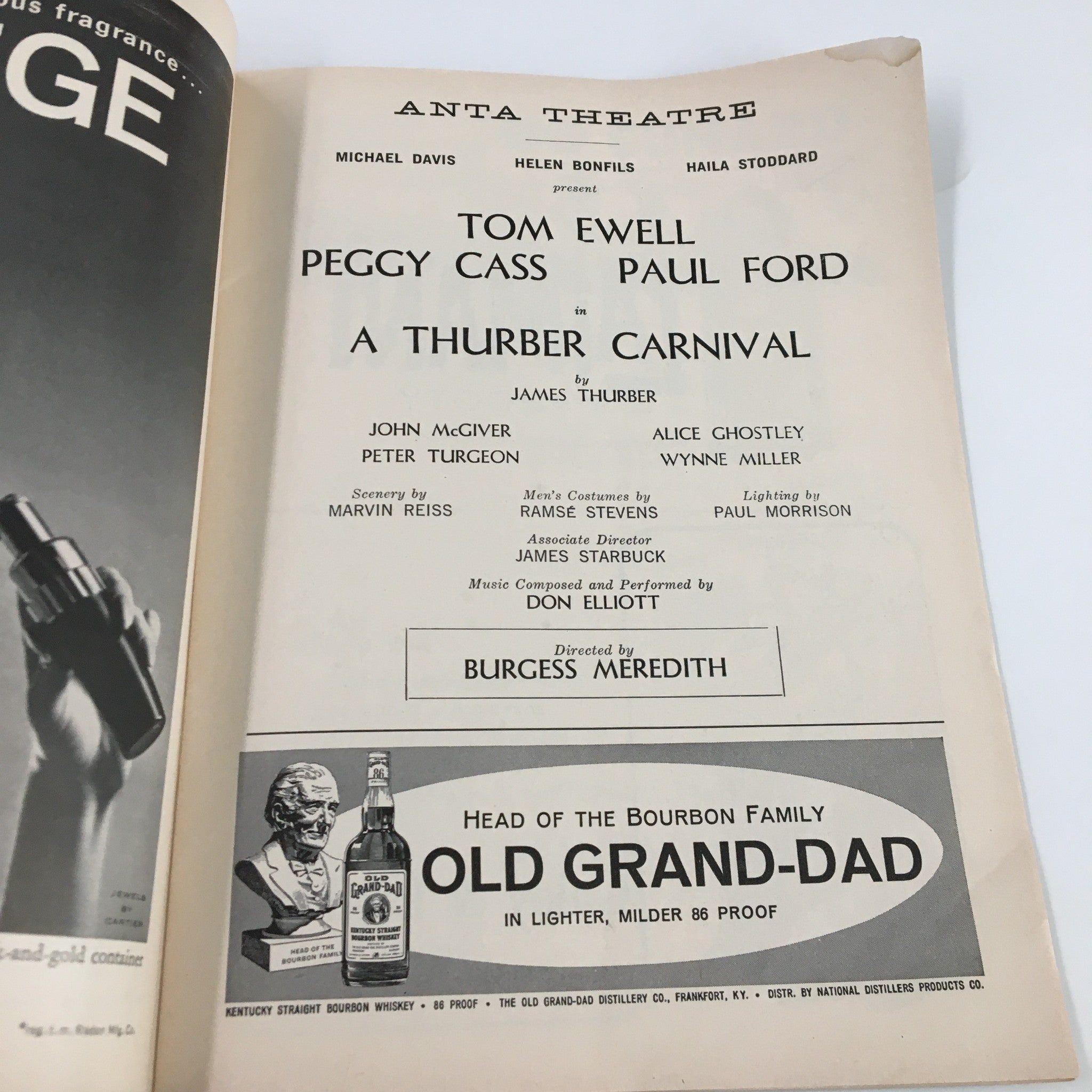 1960 Playbill Anta Theatre Tom Ewell in A Thurber Carnival by Burgess Meredith