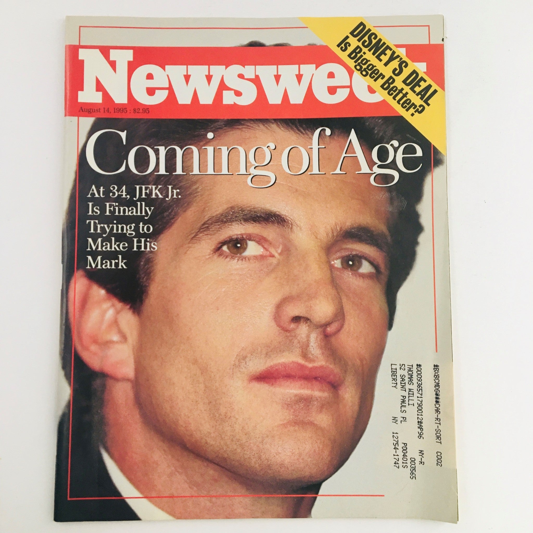 Newsweek Magazine August 14 1995 John F. Kennedy Jr. is Coming of Age