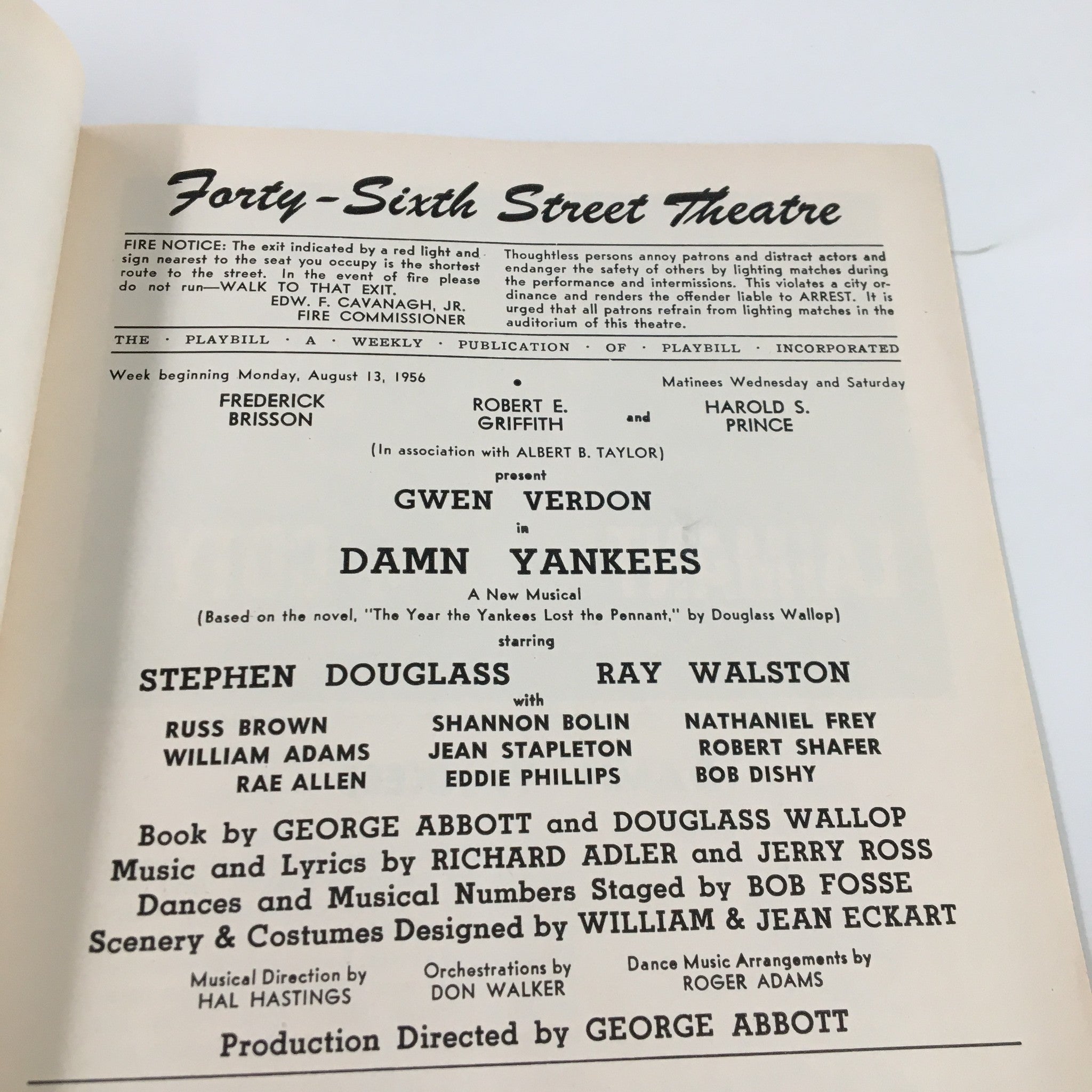 1956 Playbill Forty-Sixth Street Theatre Gwen Verdon in Damn Yankees