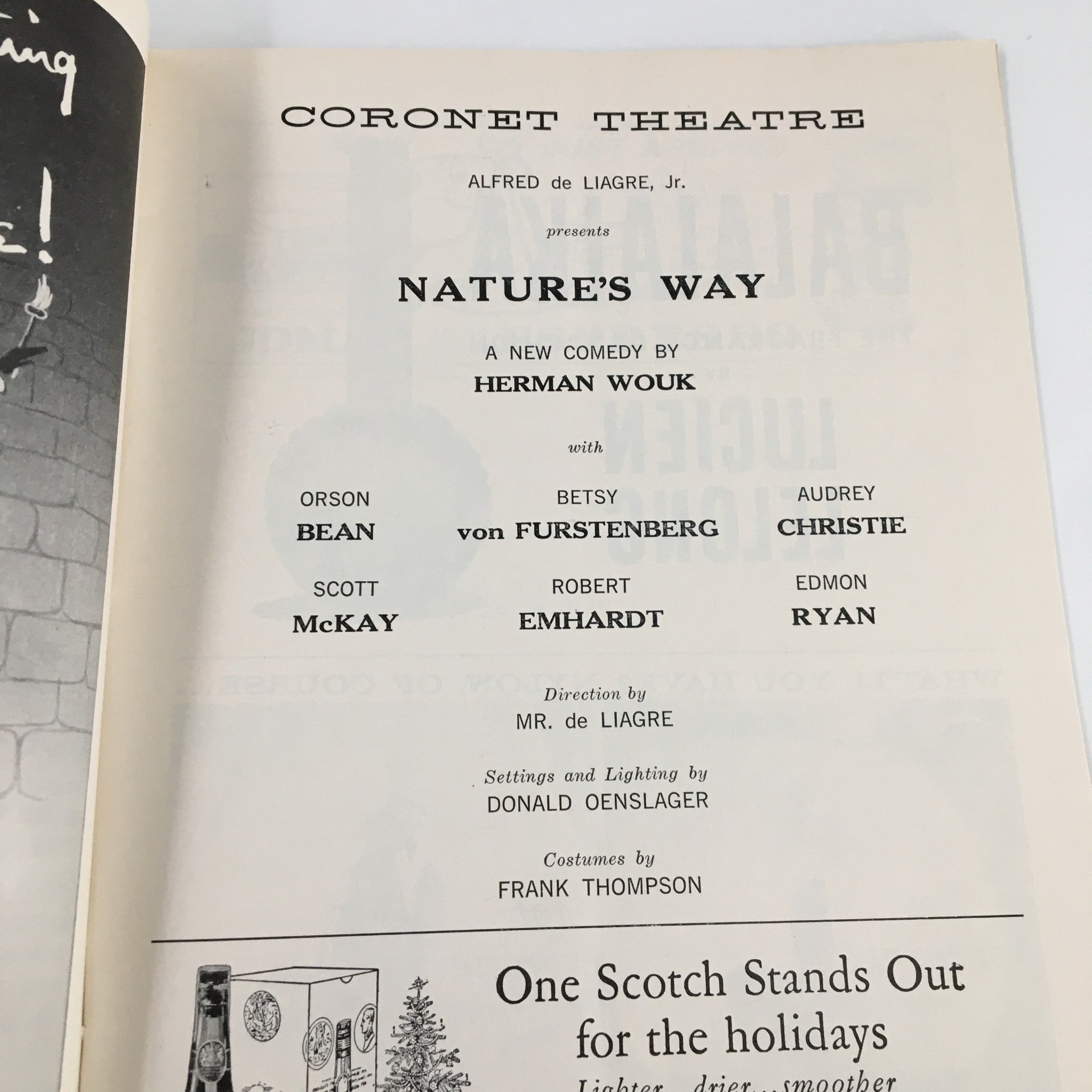 1957 Playbill Coronet Theatre Orson Bean in Nature's Way by Herman Wouk