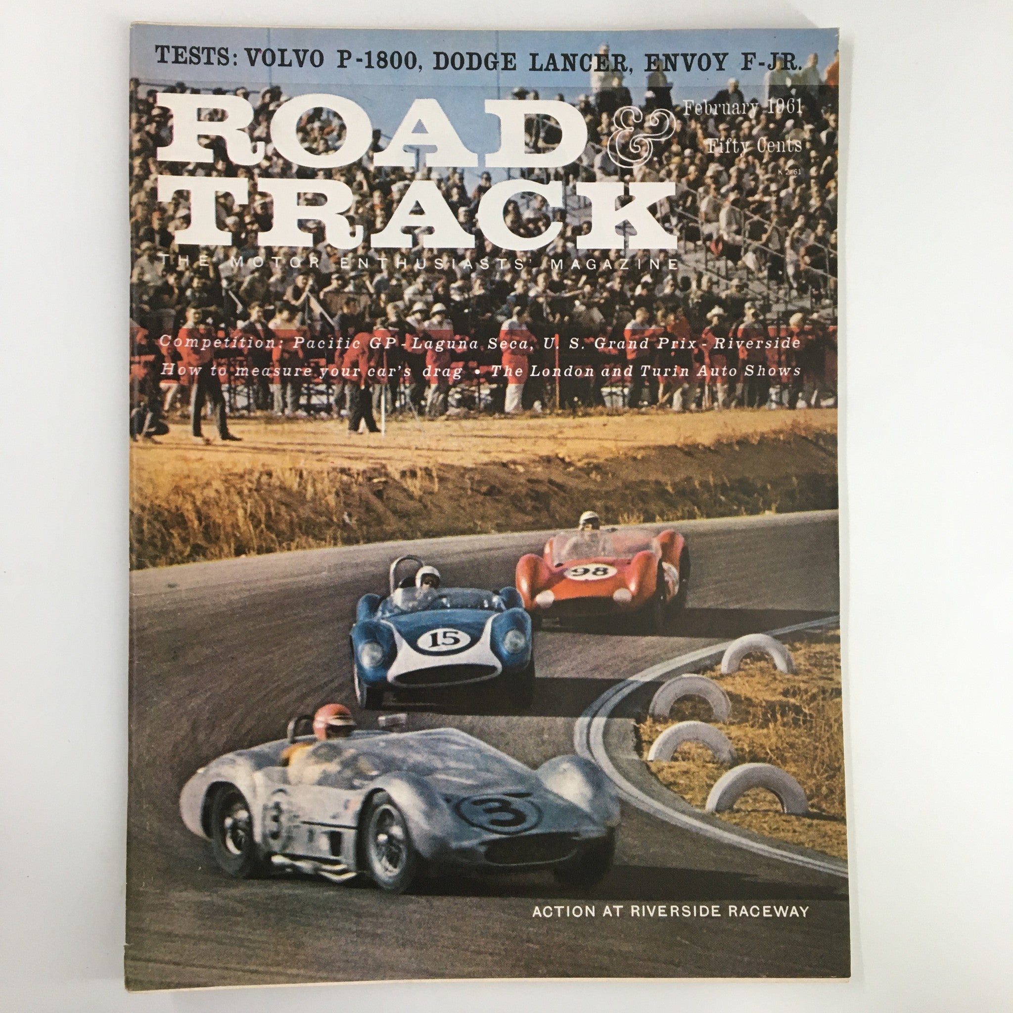 VTG Road & Track Magazine February 1961 Action at Riverside Raceway No Label