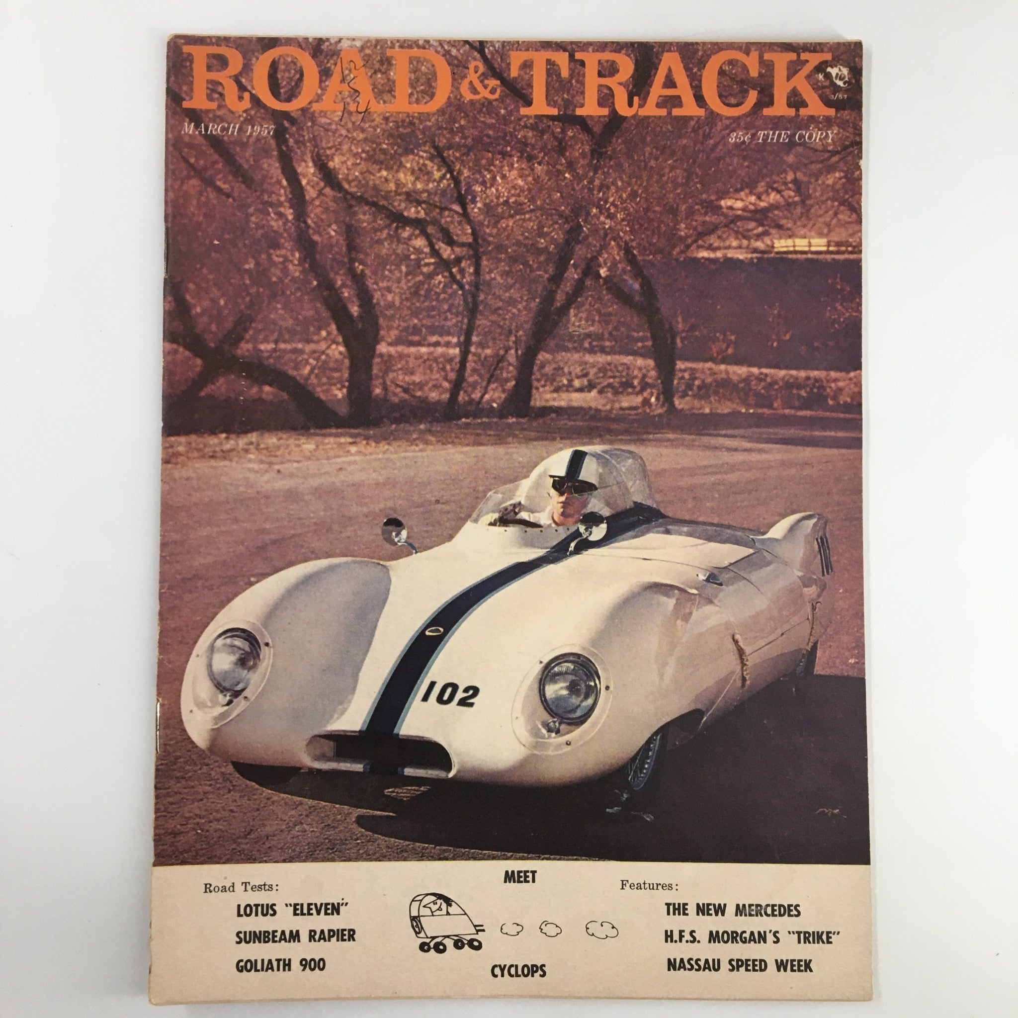 VTG Road & Track Magazine March 1957 Mercedes HFS Trike Nassau Speed No Label