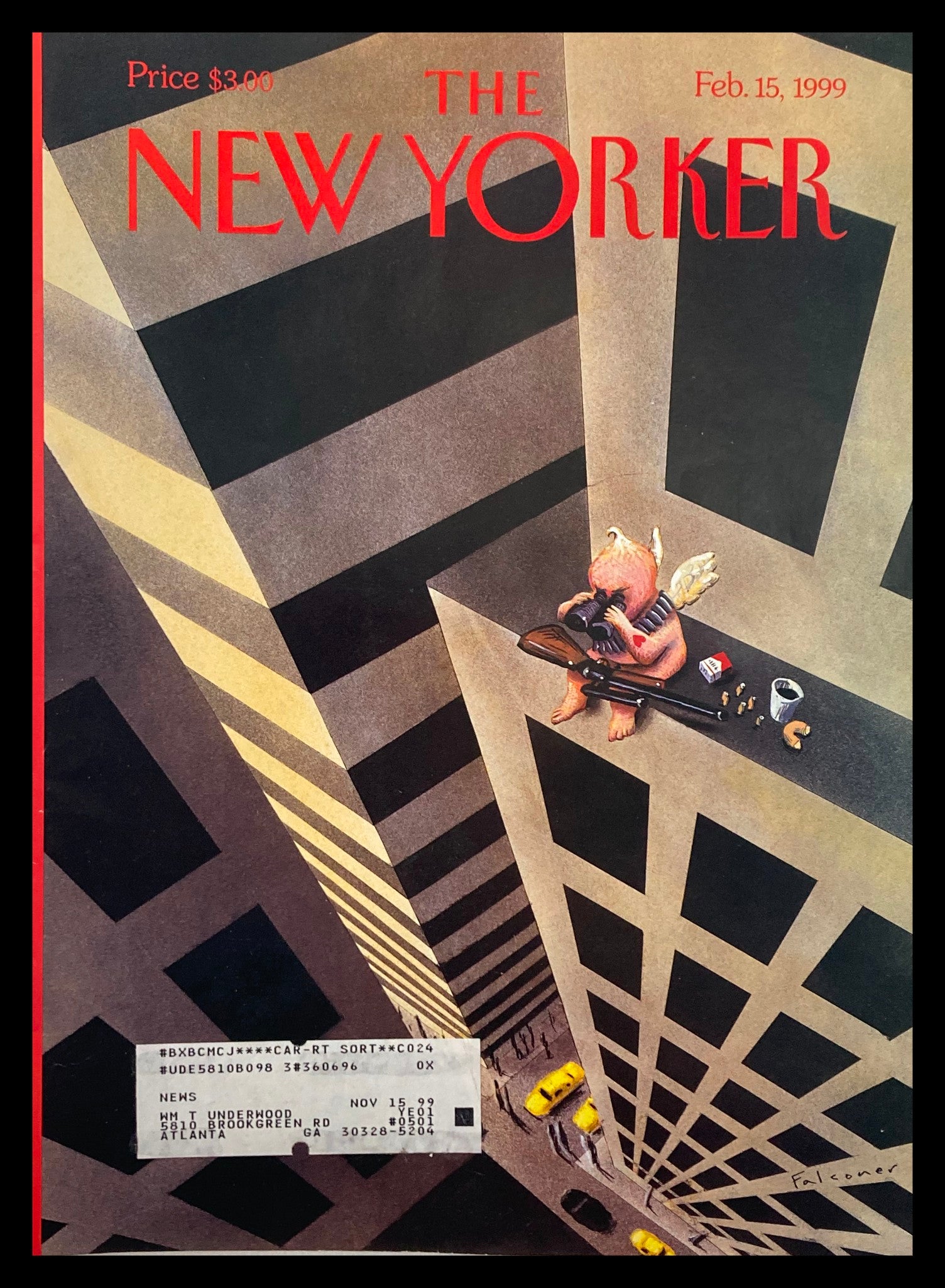 COVER ONLY The New Yorker February 15 1999 Heart Attack by Ian Falconer