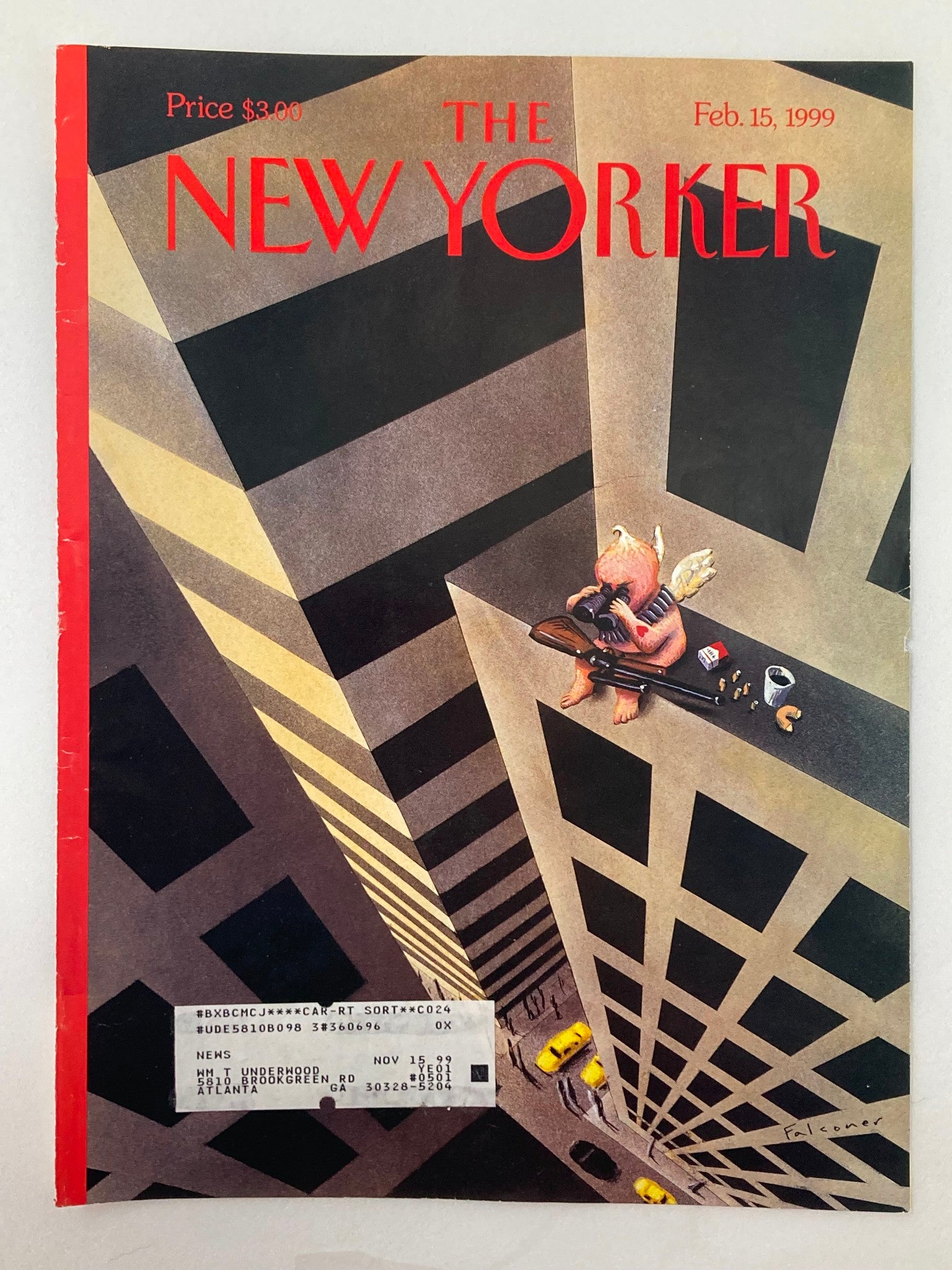 COVER ONLY The New Yorker February 15 1999 Heart Attack by Ian Falconer