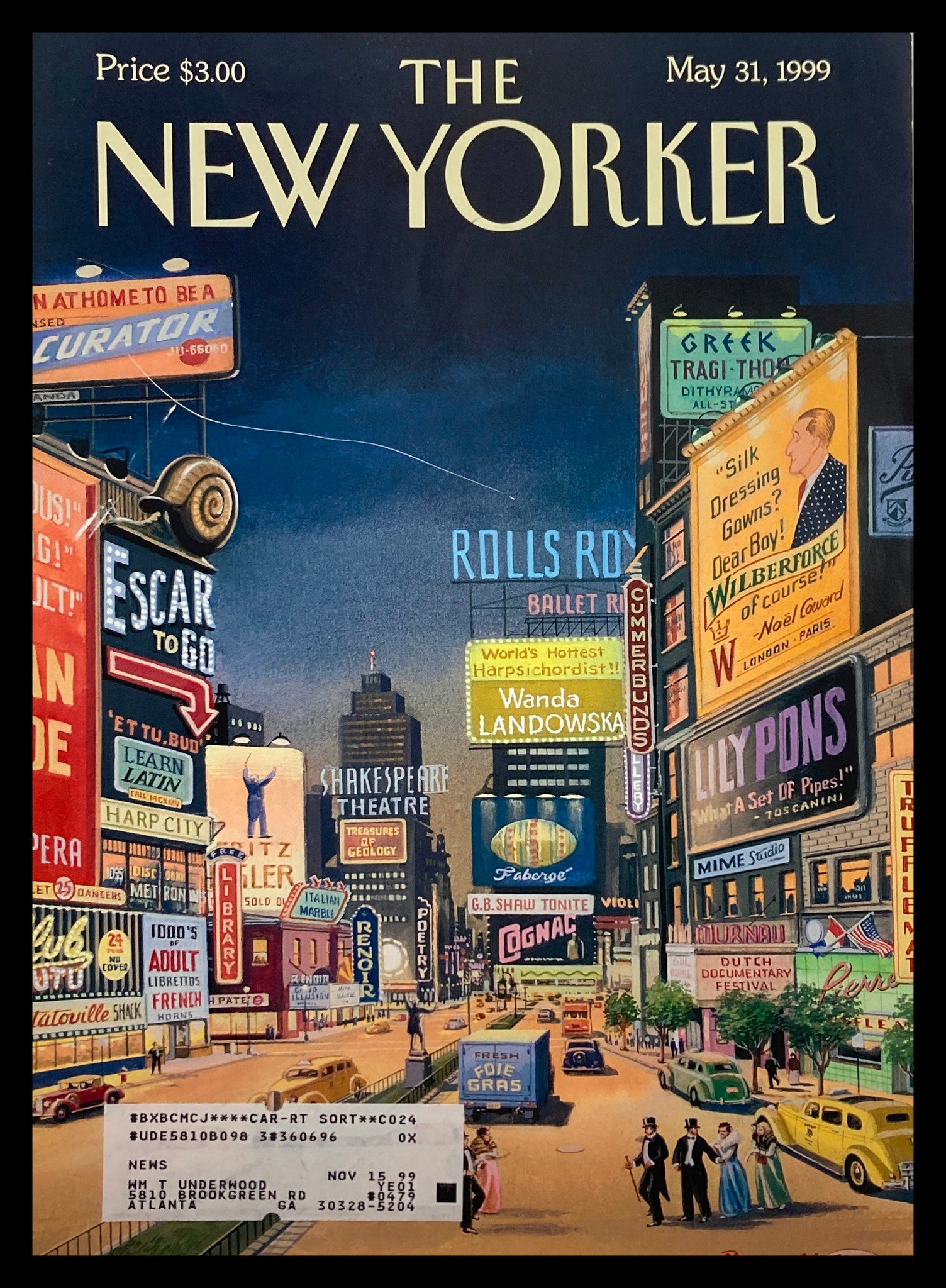 COVER ONLY The New Yorker May 31 1999 Lose Times Square by Bruce McCall