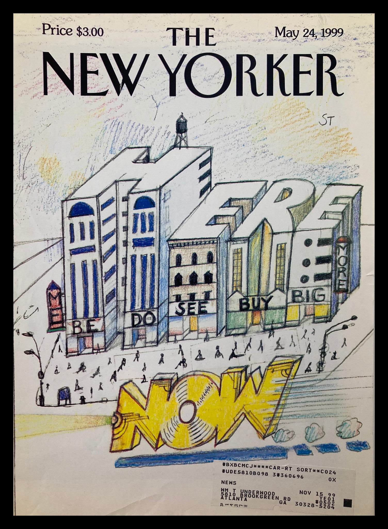 COVER ONLY The New Yorker May 24 1999 Here Now by Saul Steinberg