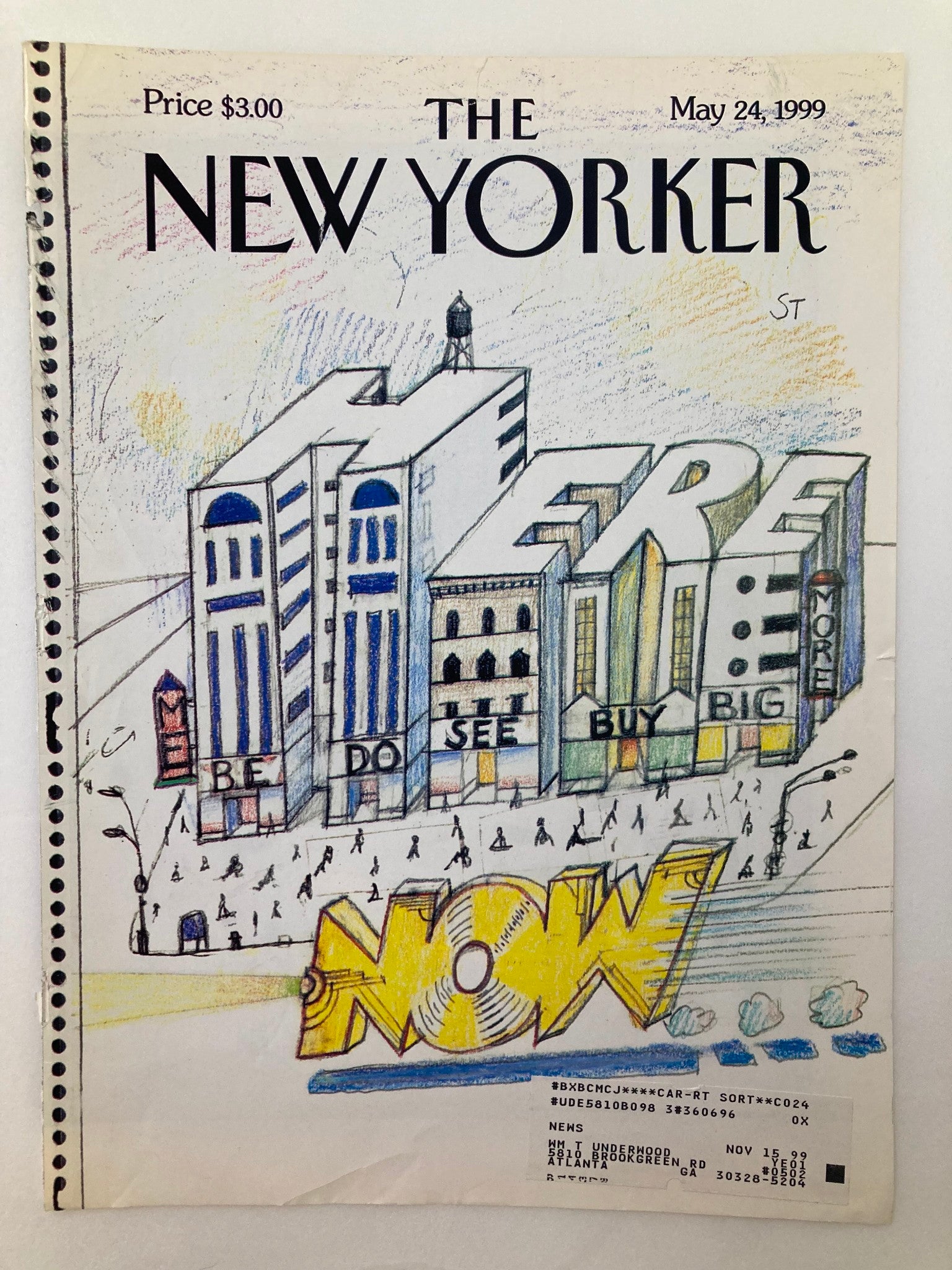 COVER ONLY The New Yorker May 24 1999 Here Now by Saul Steinberg