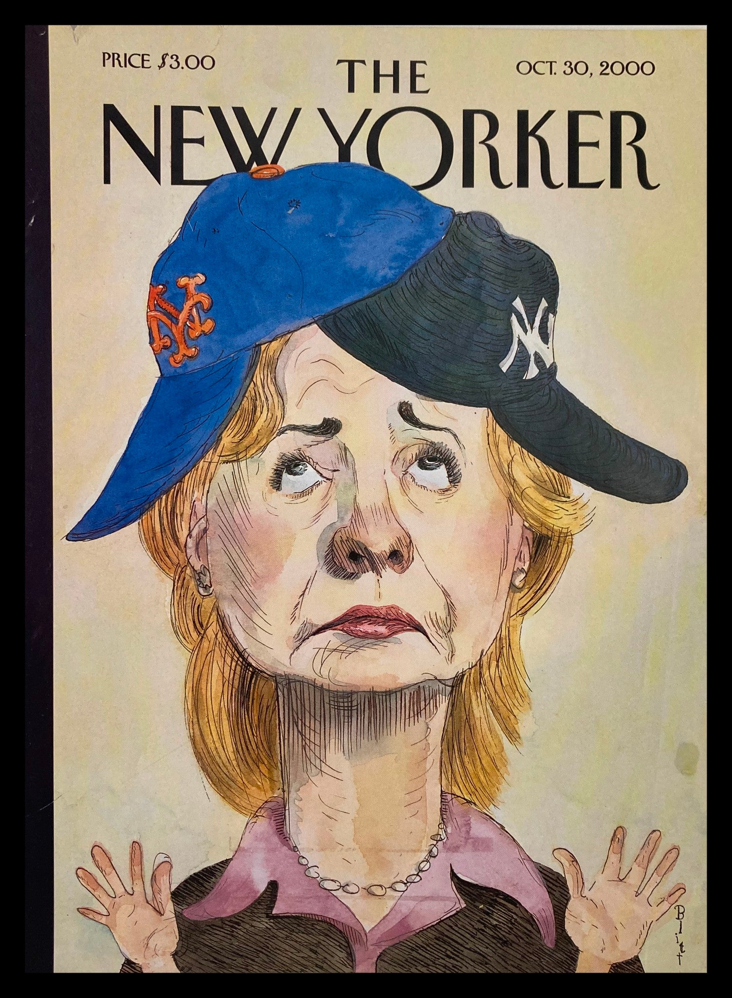 COVER ONLY The New Yorker October 30 2000 Hillary Clinton by Barry Blitt