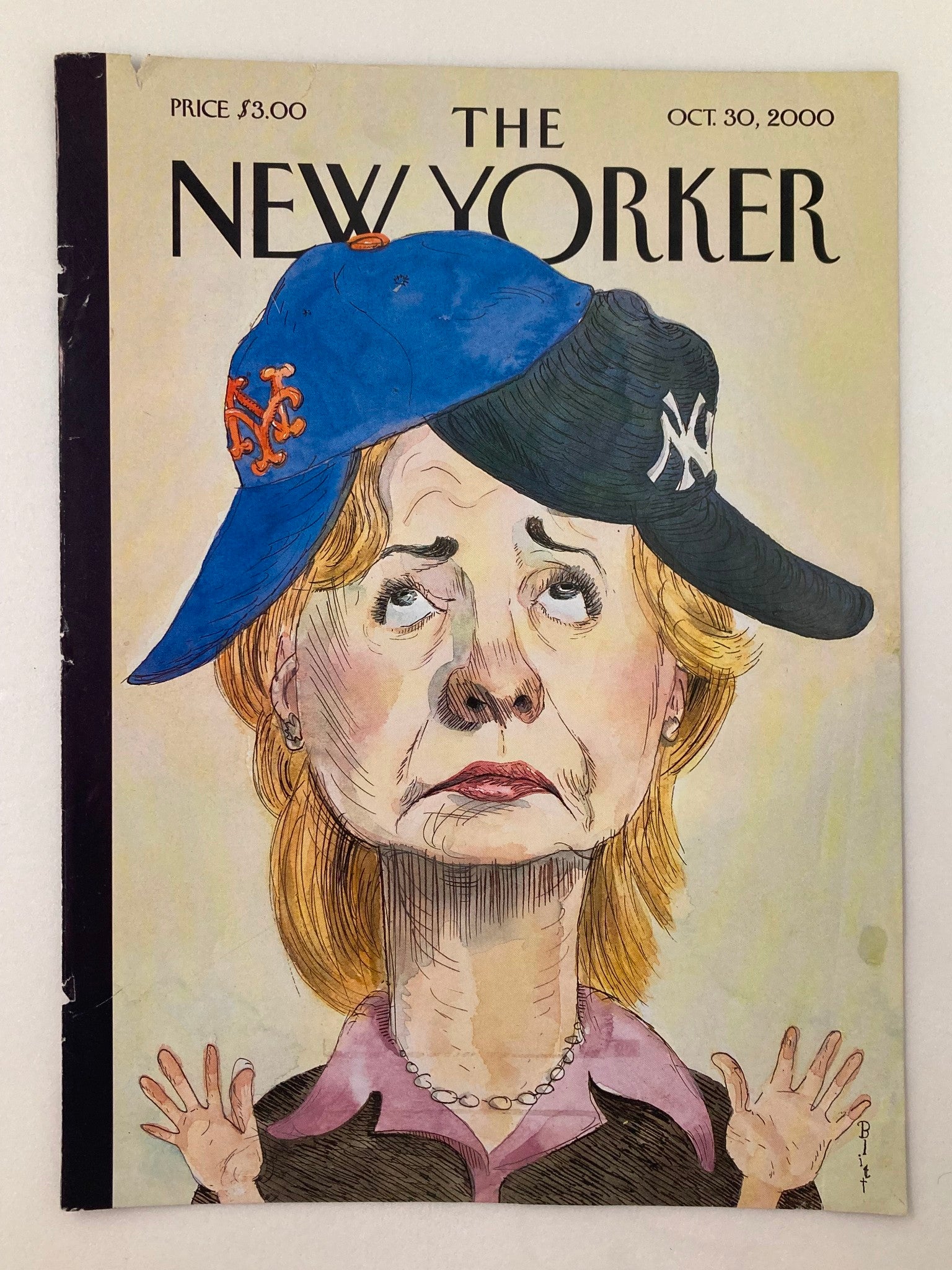 COVER ONLY The New Yorker October 30 2000 Hillary Clinton by Barry Blitt