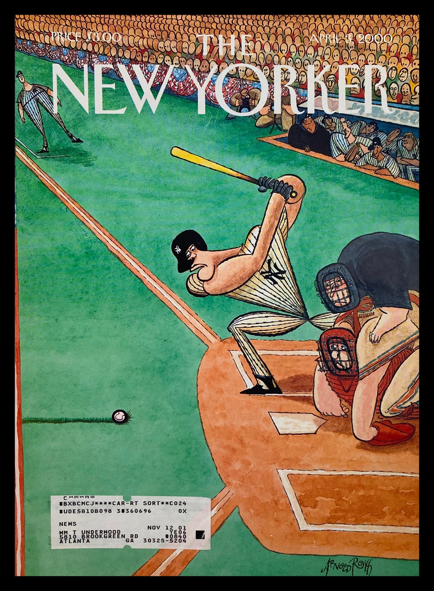 COVER ONLY The New Yorker April 3 2000 The First Pitch by Arnold Roth