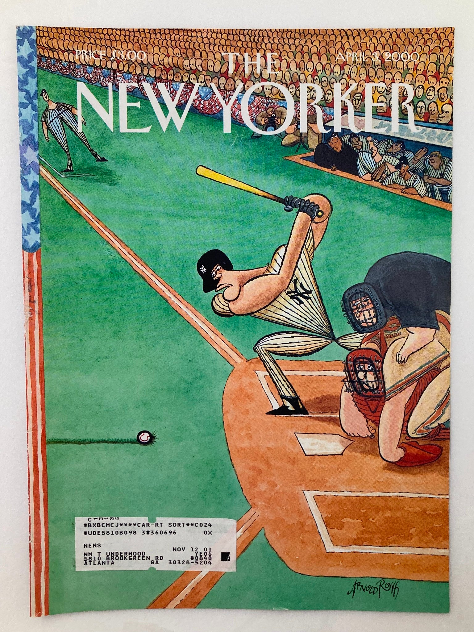 COVER ONLY The New Yorker April 3 2000 The First Pitch by Arnold Roth