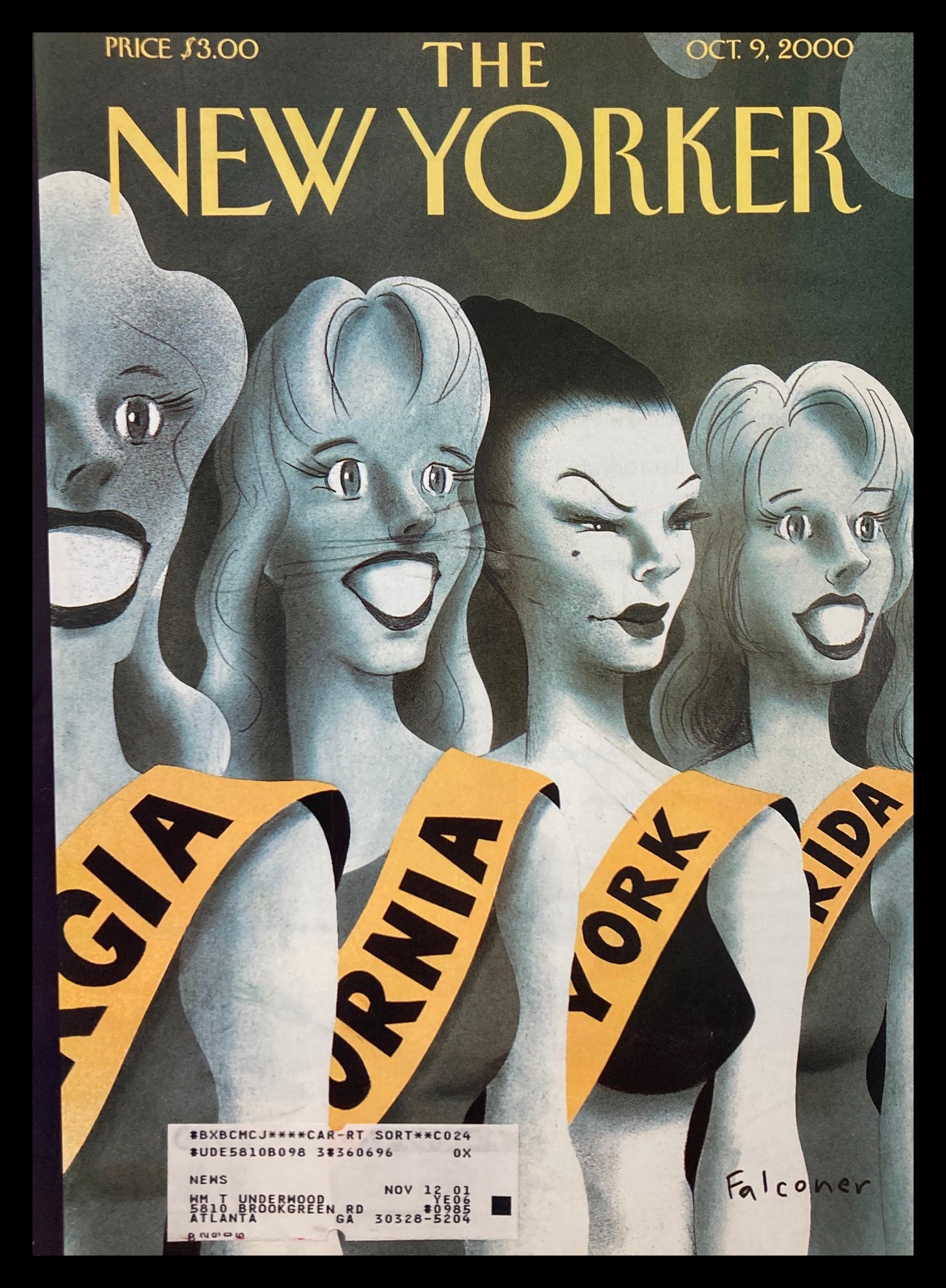 COVER ONLY The New Yorker October 9 2000 Miss America by Ian Falconer