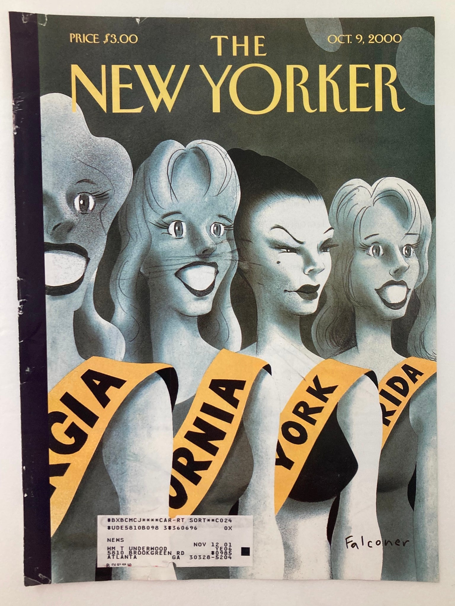 COVER ONLY The New Yorker October 9 2000 Miss America by Ian Falconer