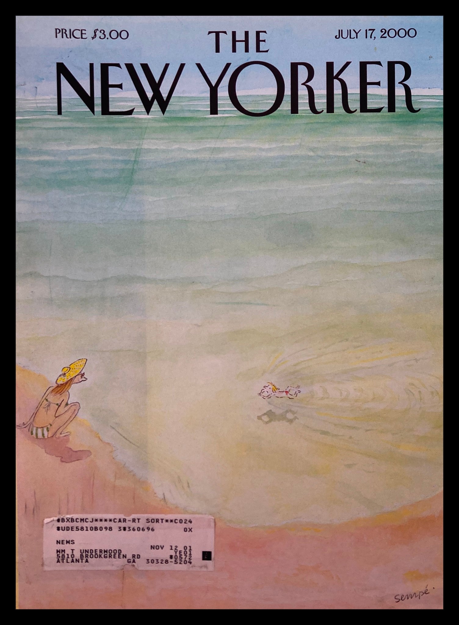 COVER ONLY The New Yorker July 17 2000 Learning to Swim by J. J. Sempe