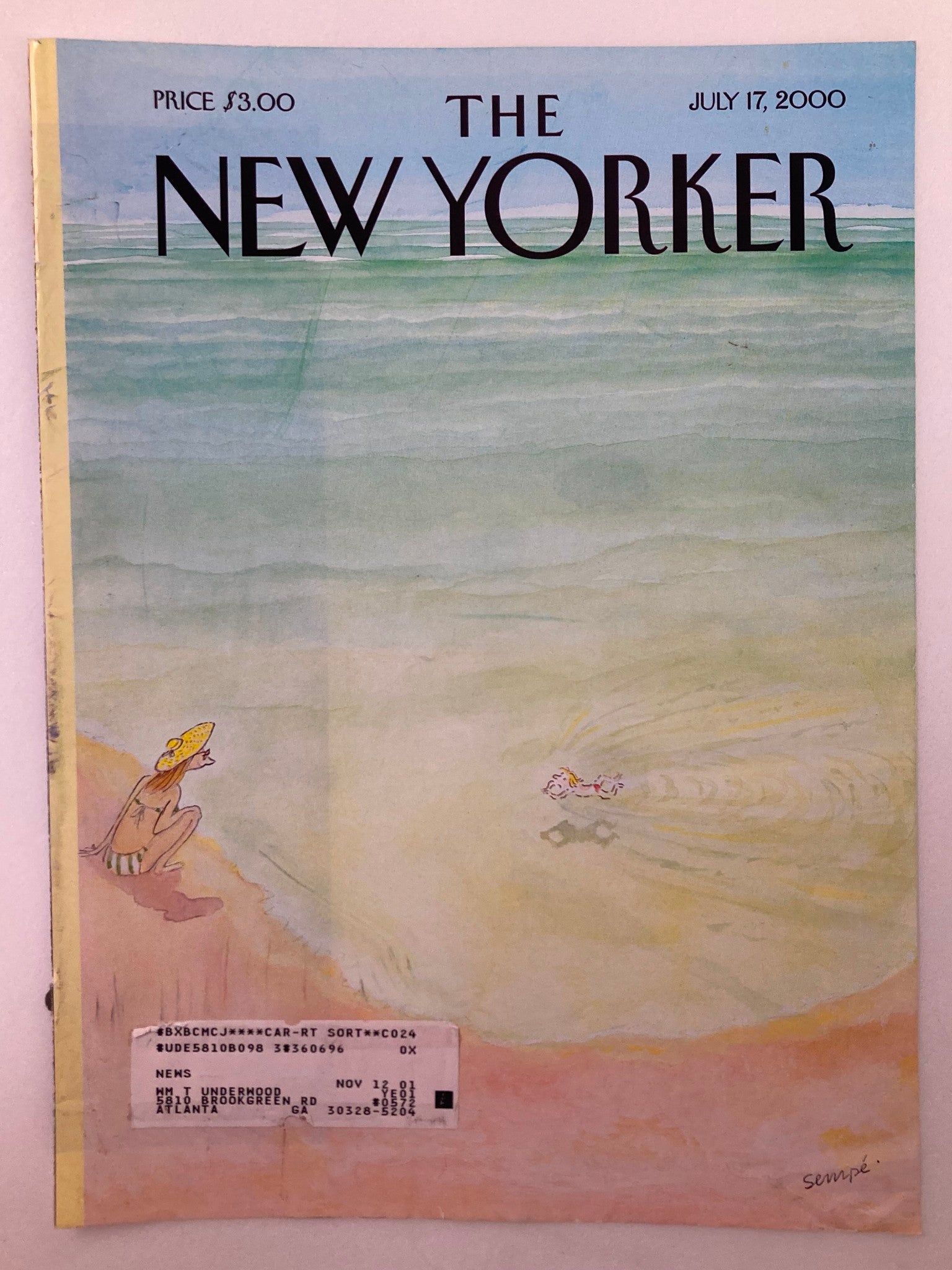 COVER ONLY The New Yorker July 17 2000 Learning to Swim by J. J. Sempe