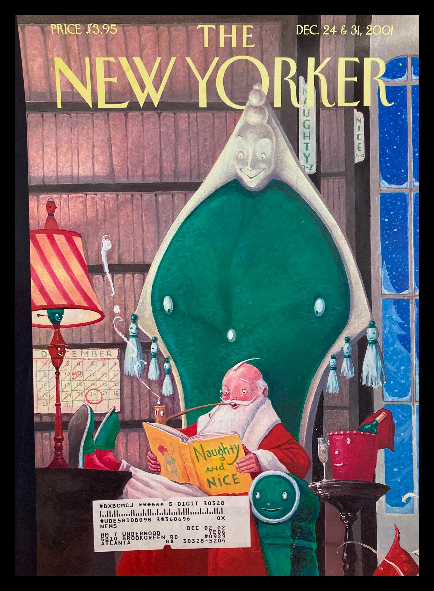 COVER ONLY The New Yorker December 24 2001 Naughty and Nice by William Joyce