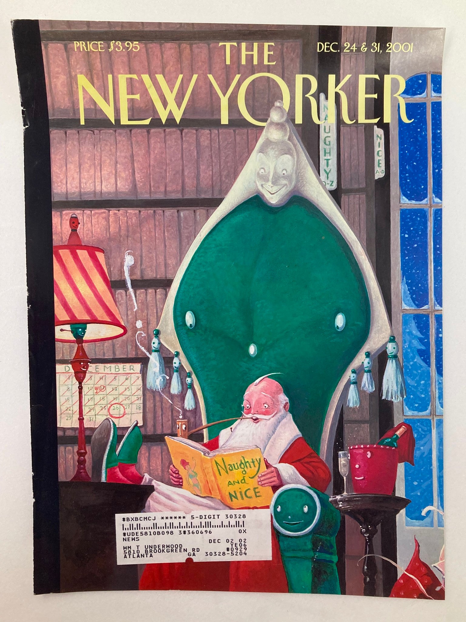 COVER ONLY The New Yorker December 24 2001 Naughty and Nice by William Joyce