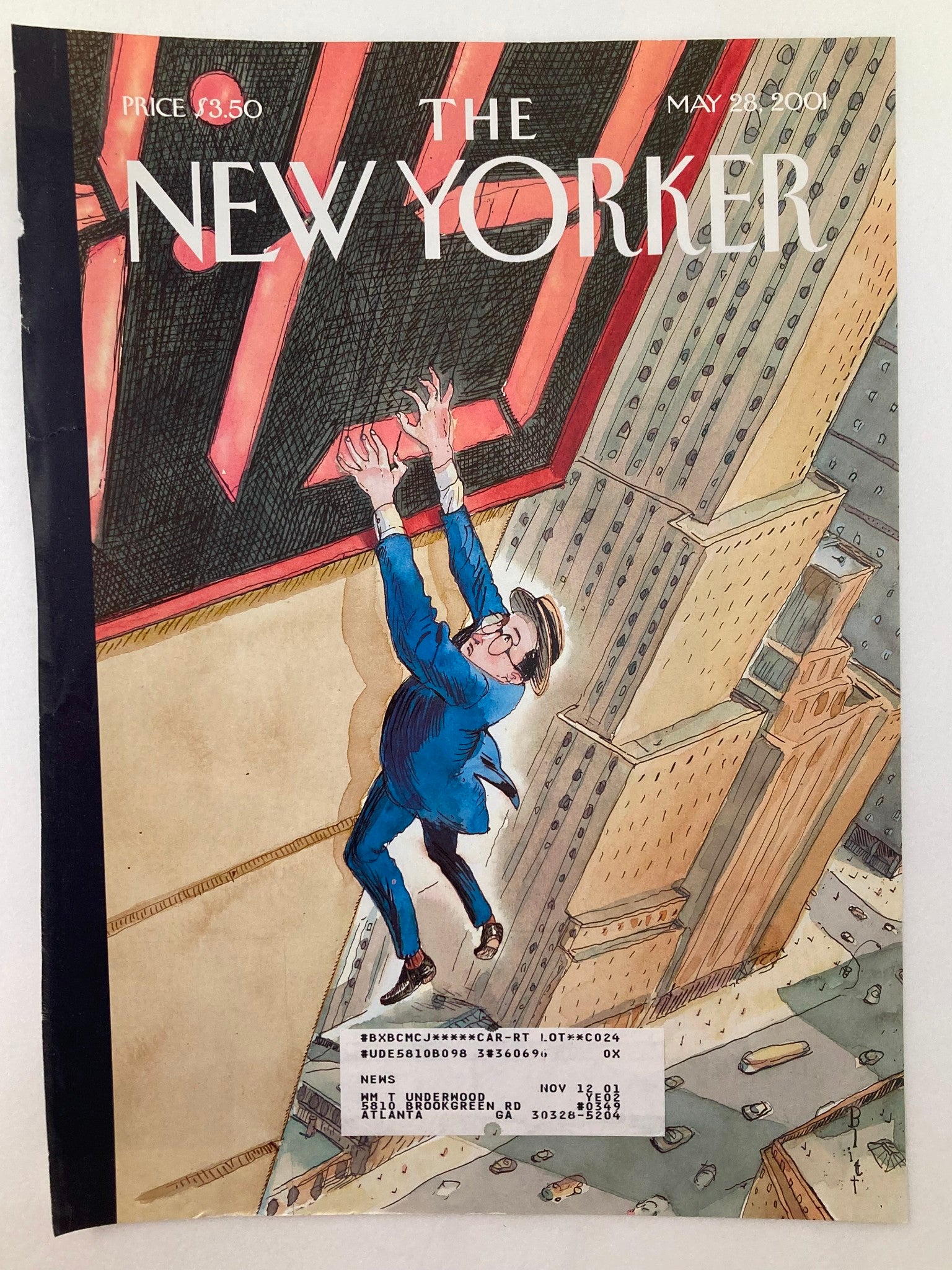 COVER ONLY The New Yorker May 28 2001 Hanging On by Barry Blitt