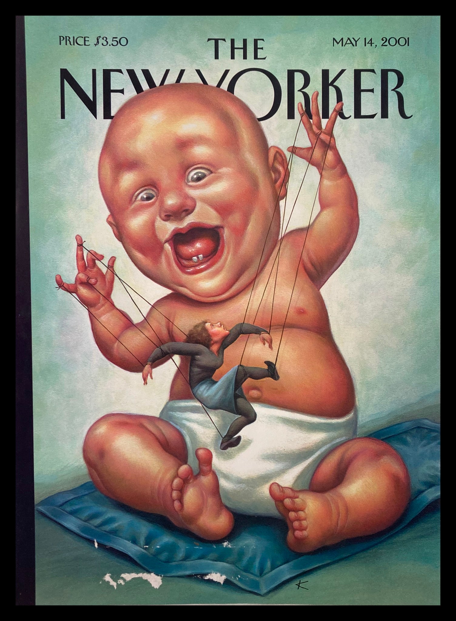 COVER ONLY The New Yorker May 14 2001 Baby Puppetmaster by Anita Kunz