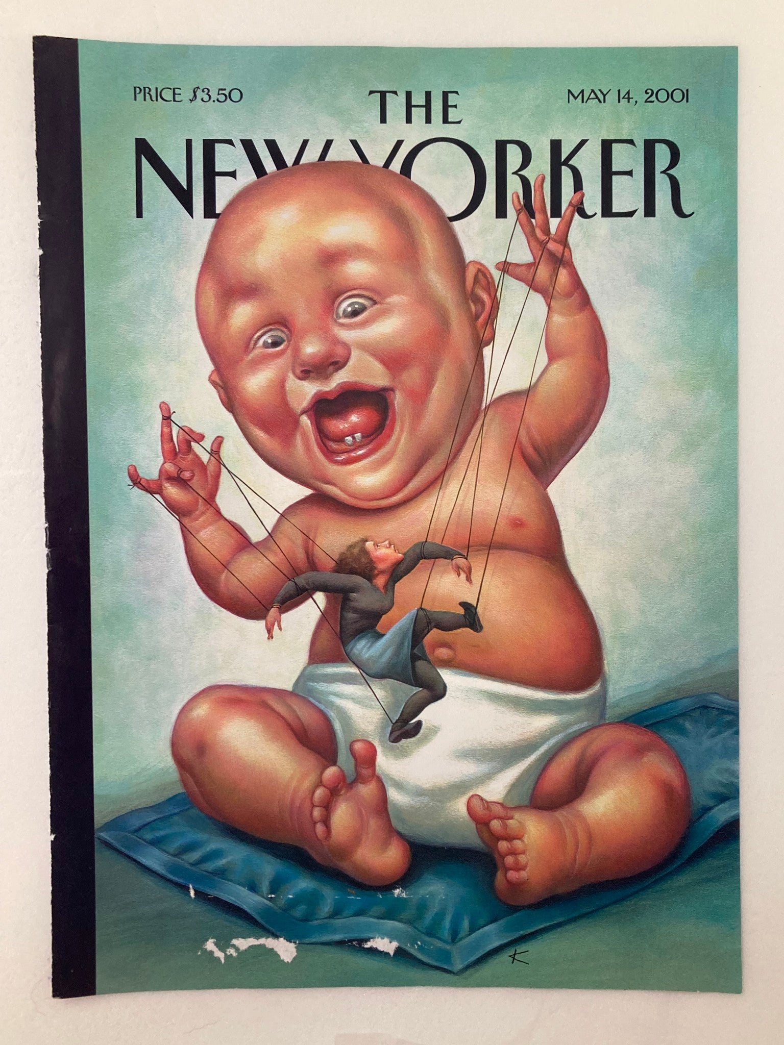 COVER ONLY The New Yorker May 14 2001 Baby Puppetmaster by Anita Kunz