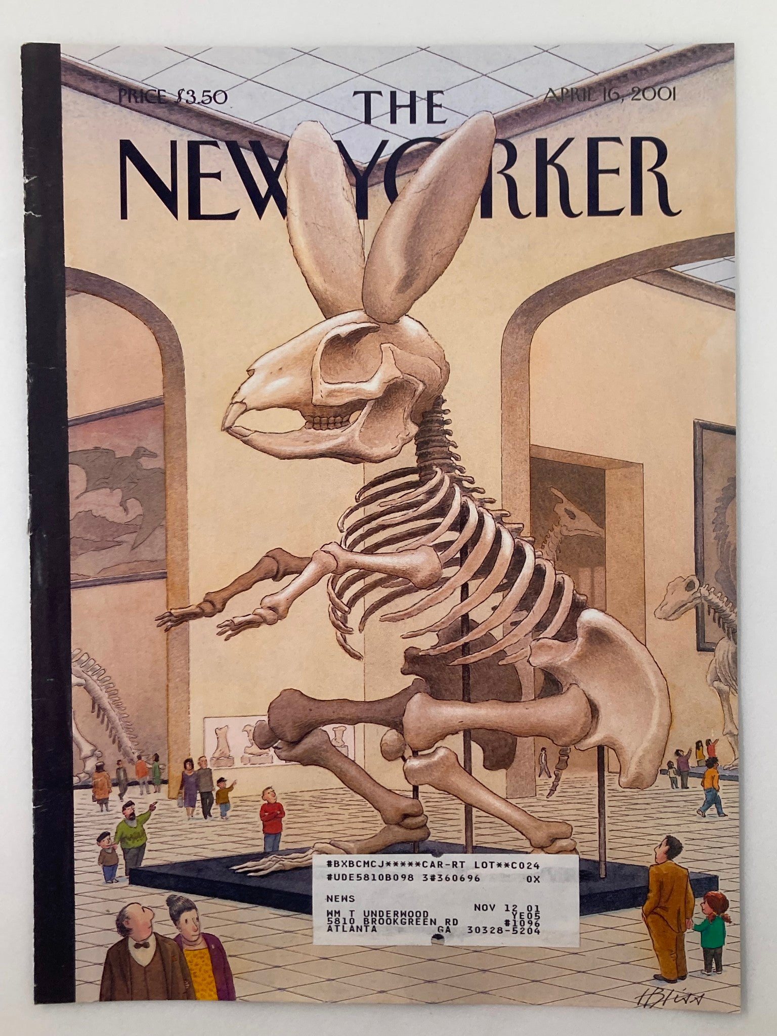 COVER ONLY The New Yorker April 16 2001 Bone Museum by Harry Bliss