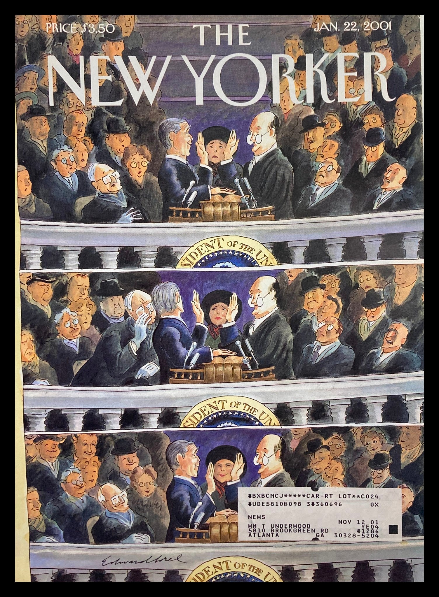 COVER ONLY The New Yorker January 22 2001 Slip of State by Edward Sorel