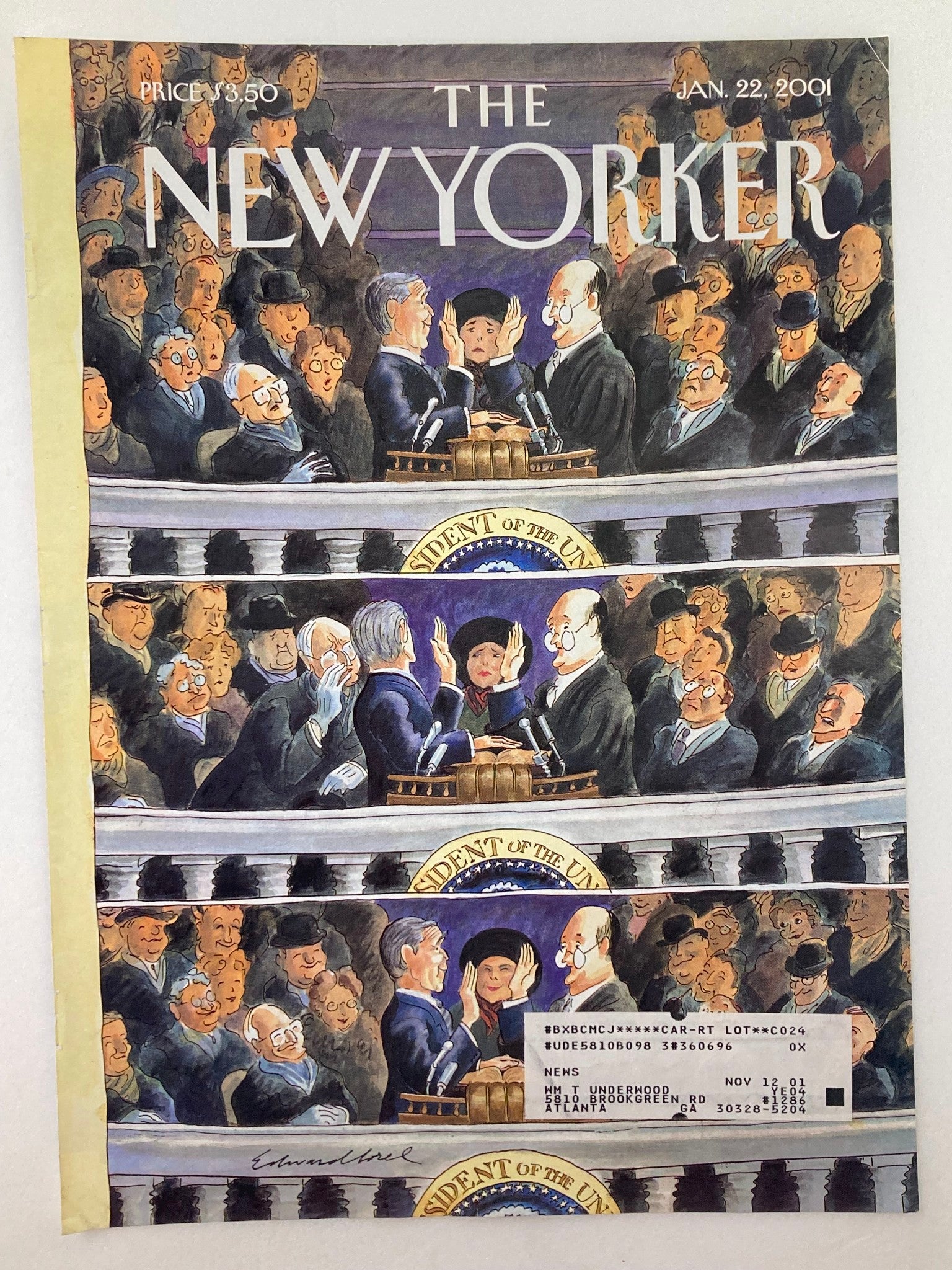 COVER ONLY The New Yorker January 22 2001 Slip of State by Edward Sorel