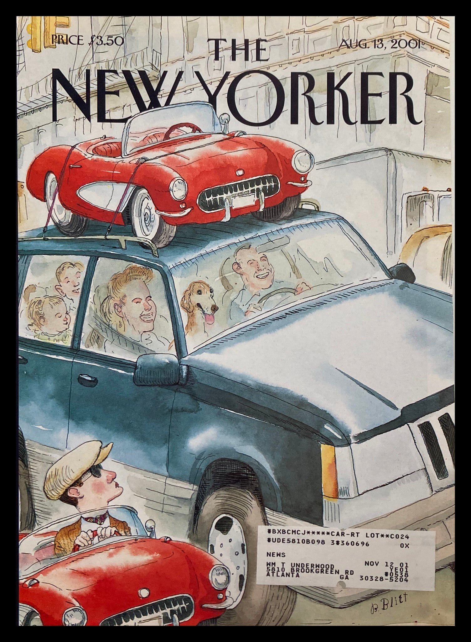 COVER ONLY The New Yorker August 13 2001 Poor Sports by Barry Blitt