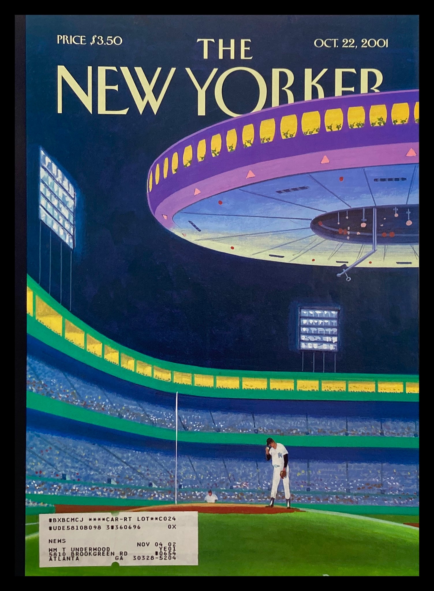 COVER ONLY The New Yorker October 22 2001 Sky Box by Bruce McCall