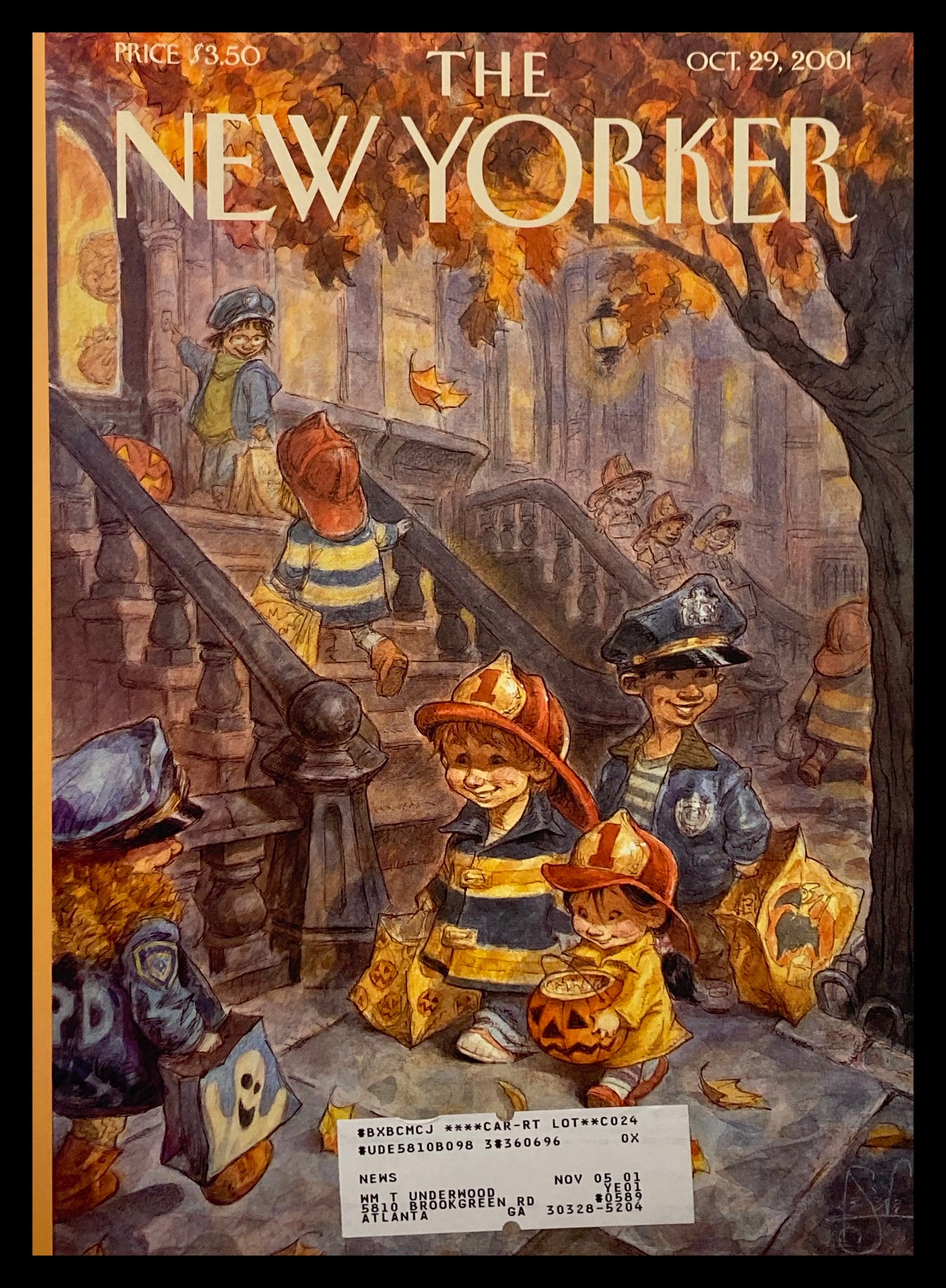 COVER ONLY The New Yorker October 29 2001 Local Heroes by Peter de Seve