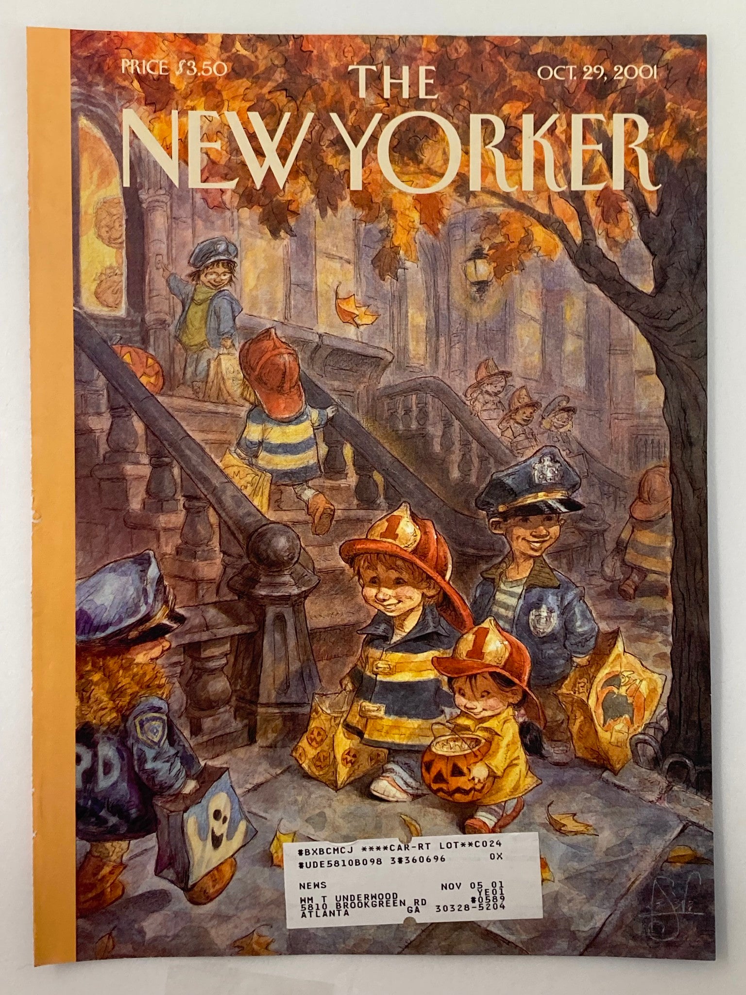 COVER ONLY The New Yorker October 29 2001 Local Heroes by Peter de Seve